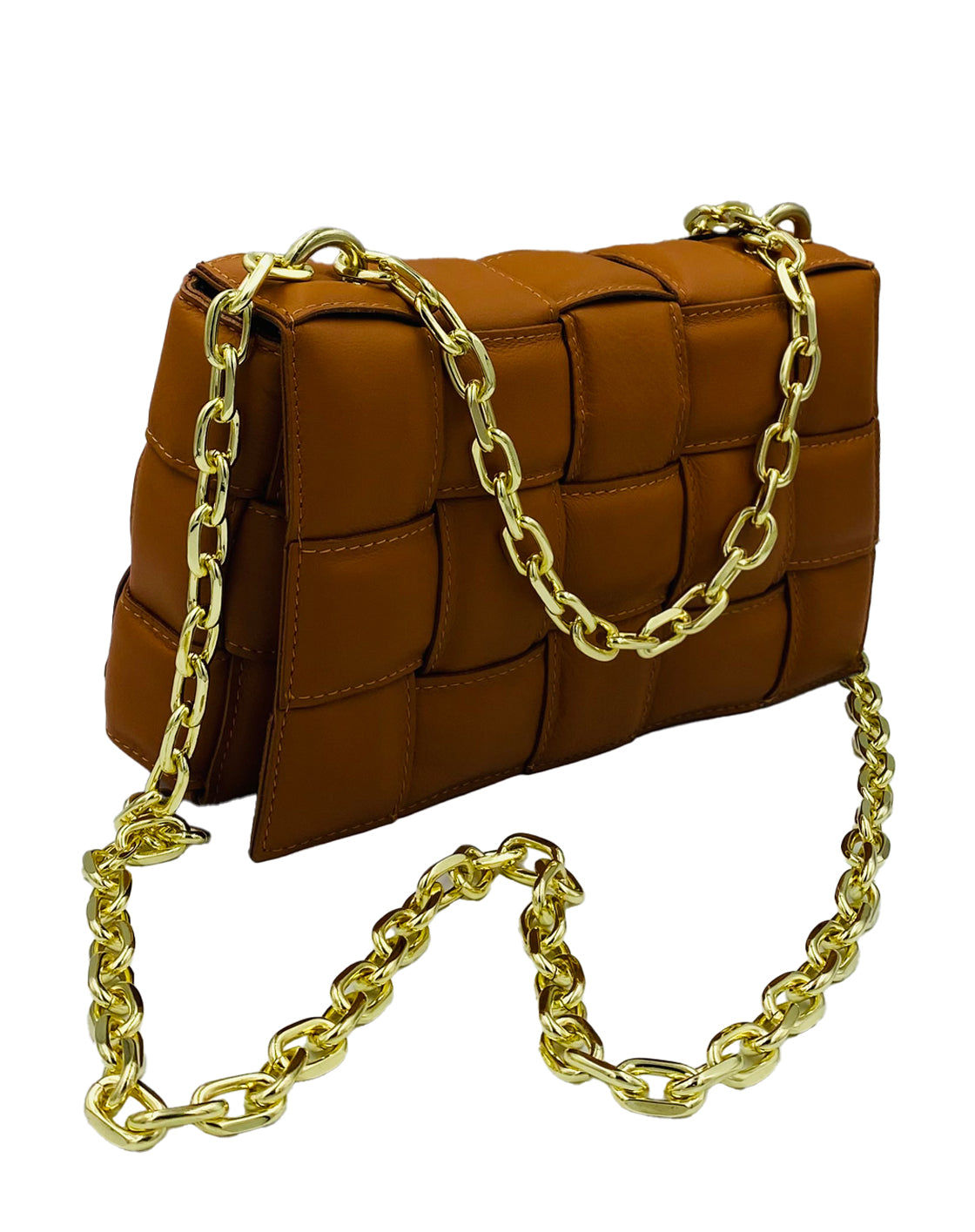 Braided Leather Handbag Camel