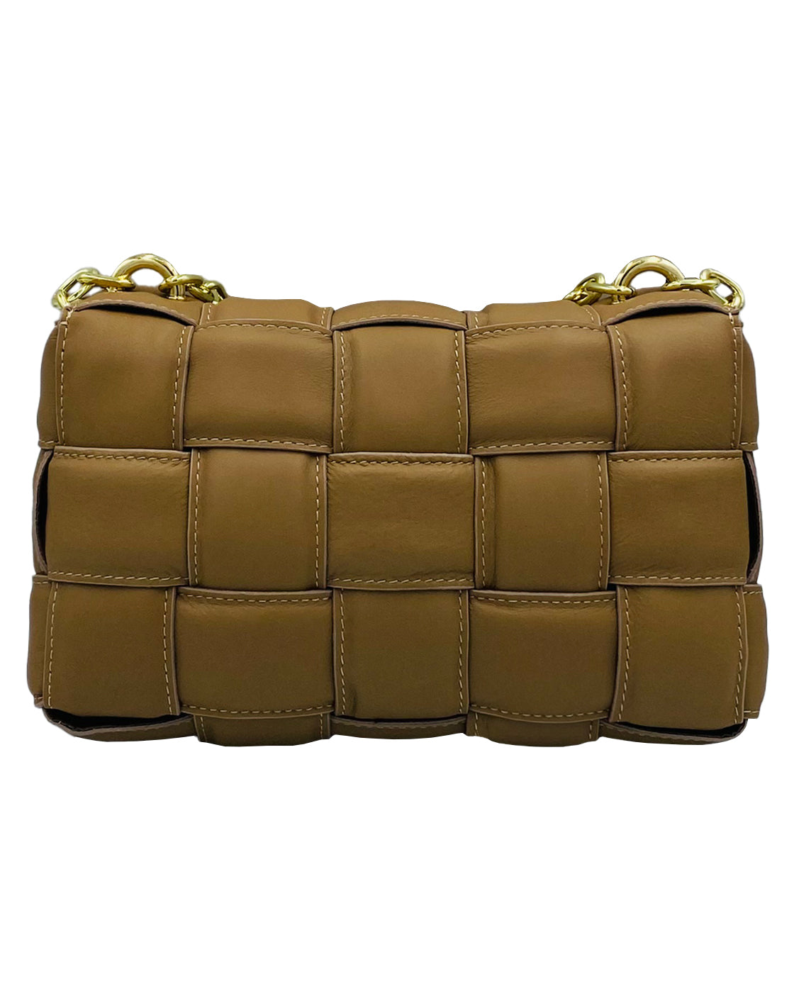 Braided Leather Handbag Dark Beige