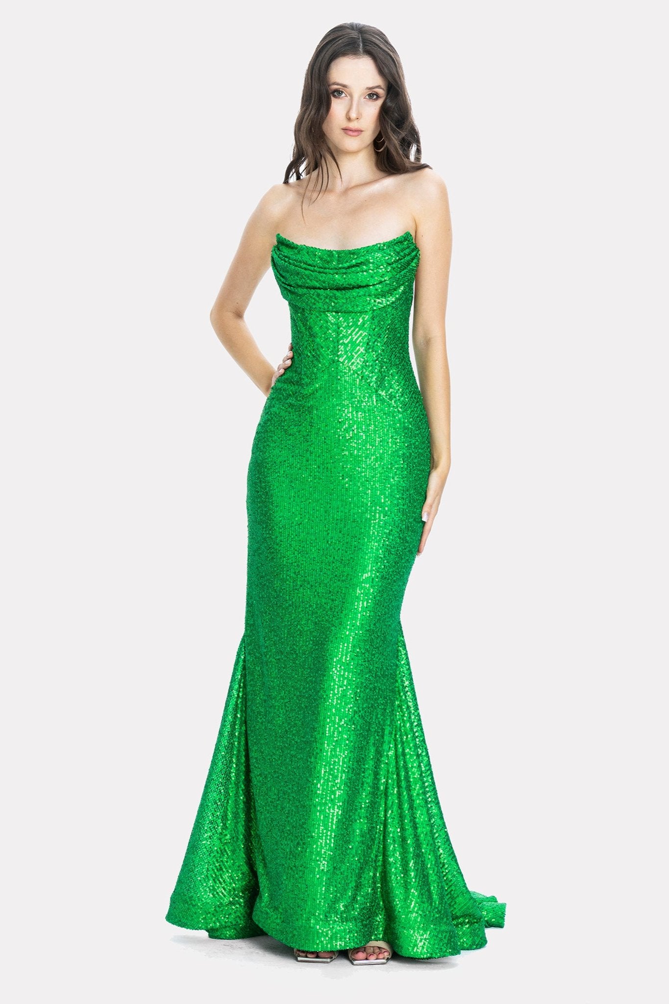 Alaya Green Sequin Evening Dress Gown Angelika Jozefczyk 2