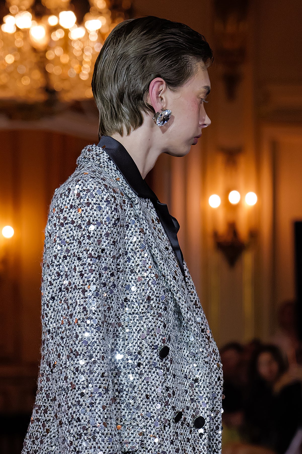 Tweed Shiny Double-Breasted Blazer