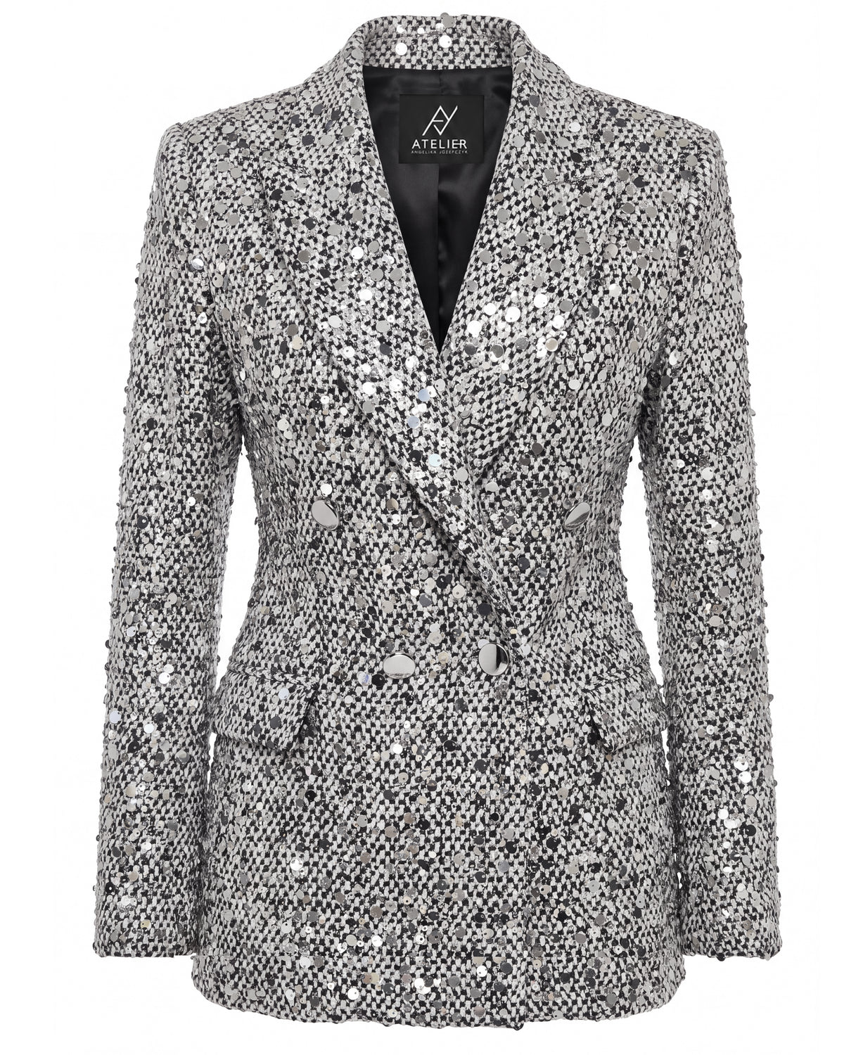 Tweed Shiny Double-Breasted Blazer