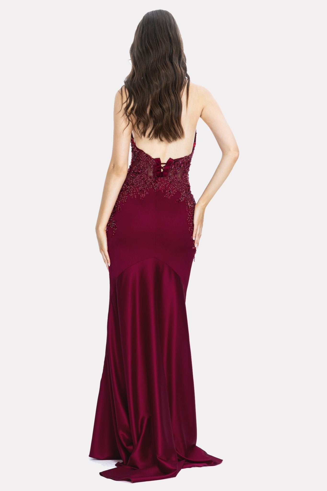 Bettany Embellished Evening Gown Burgundy Angelika Jozefczyk 5