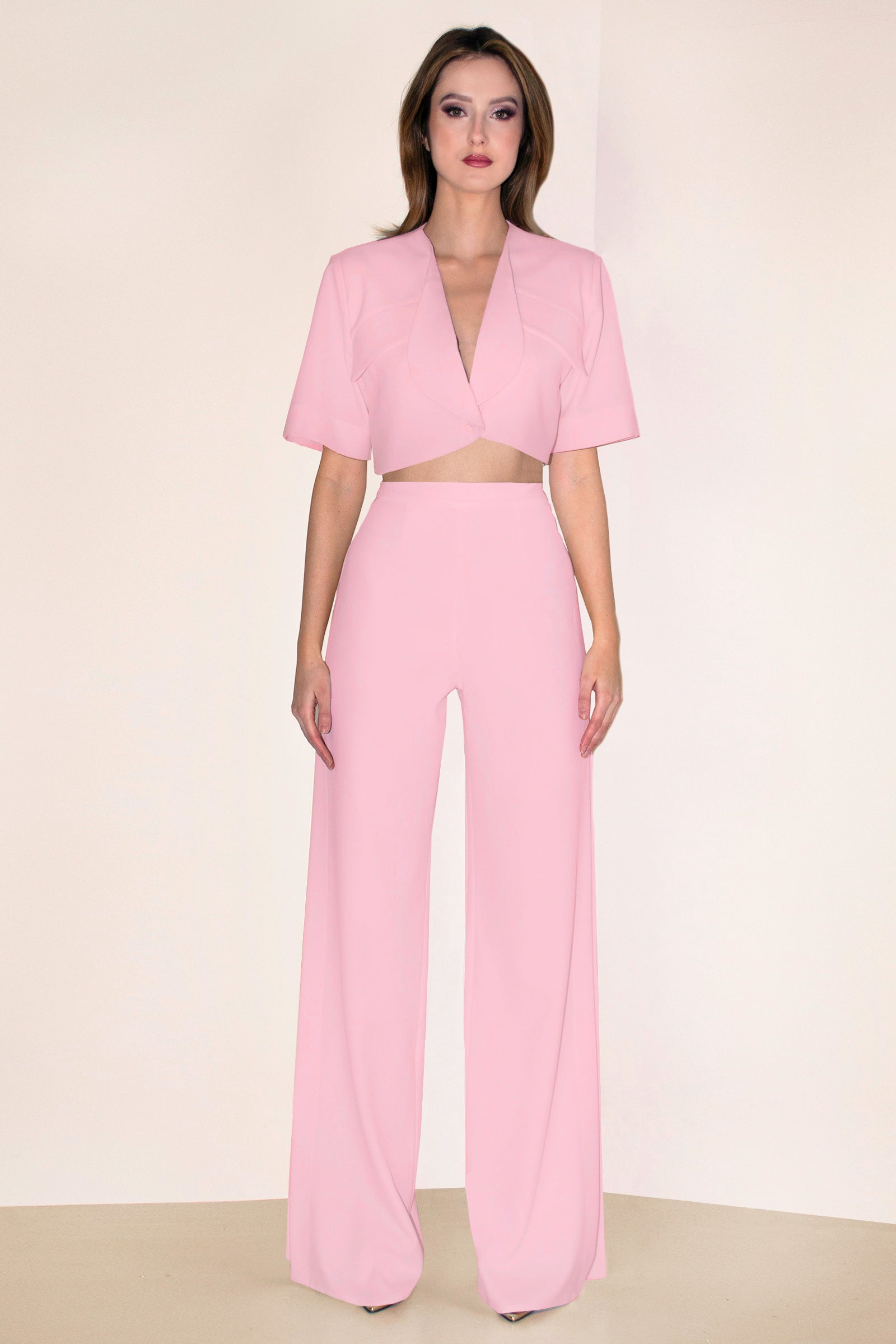 Corfu Trousers with Side Slits Pink Angelika Jozefczyk
