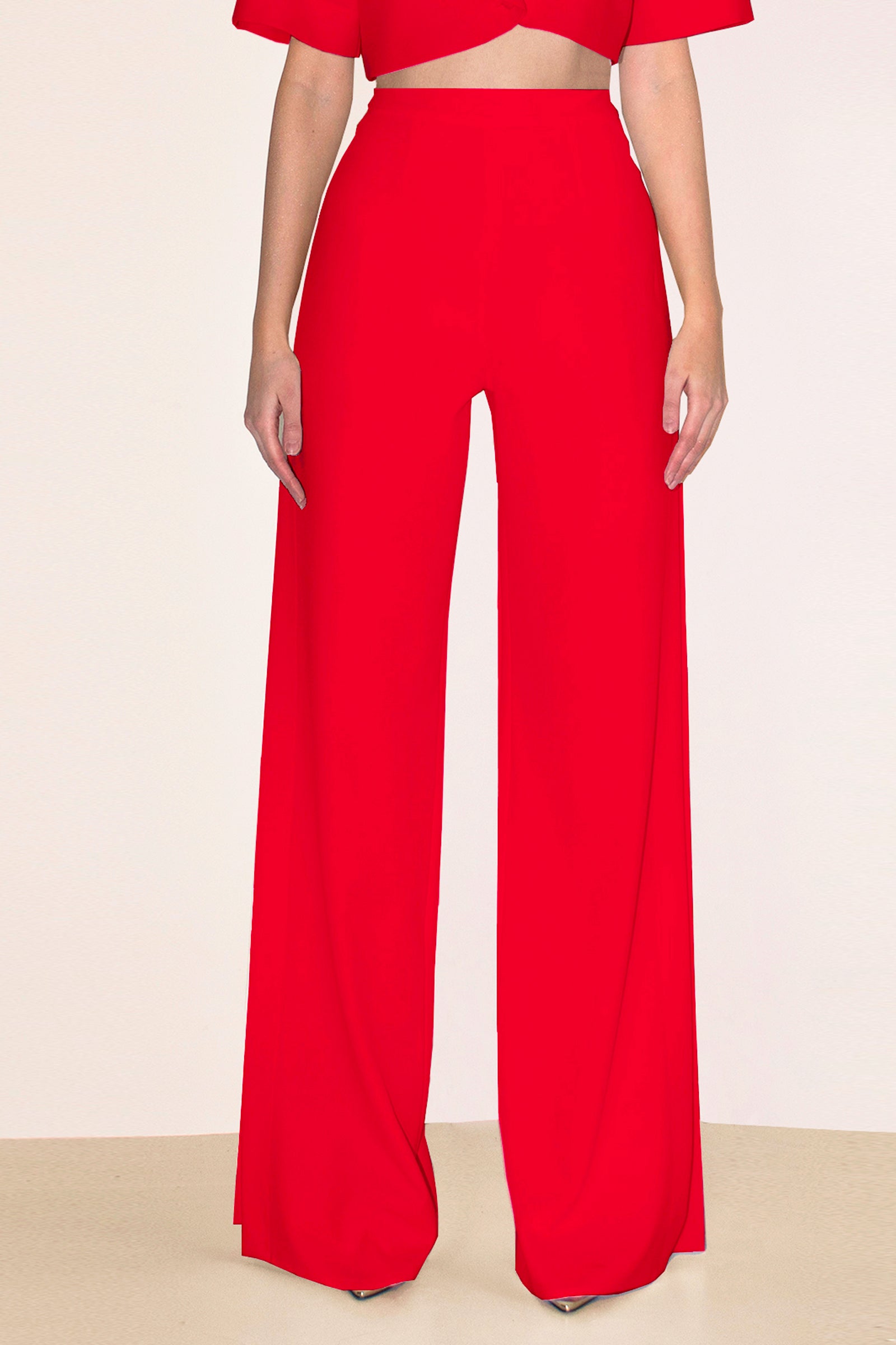 Corfu Trousers with Side Slits Red Angelika Jozefczyk 3