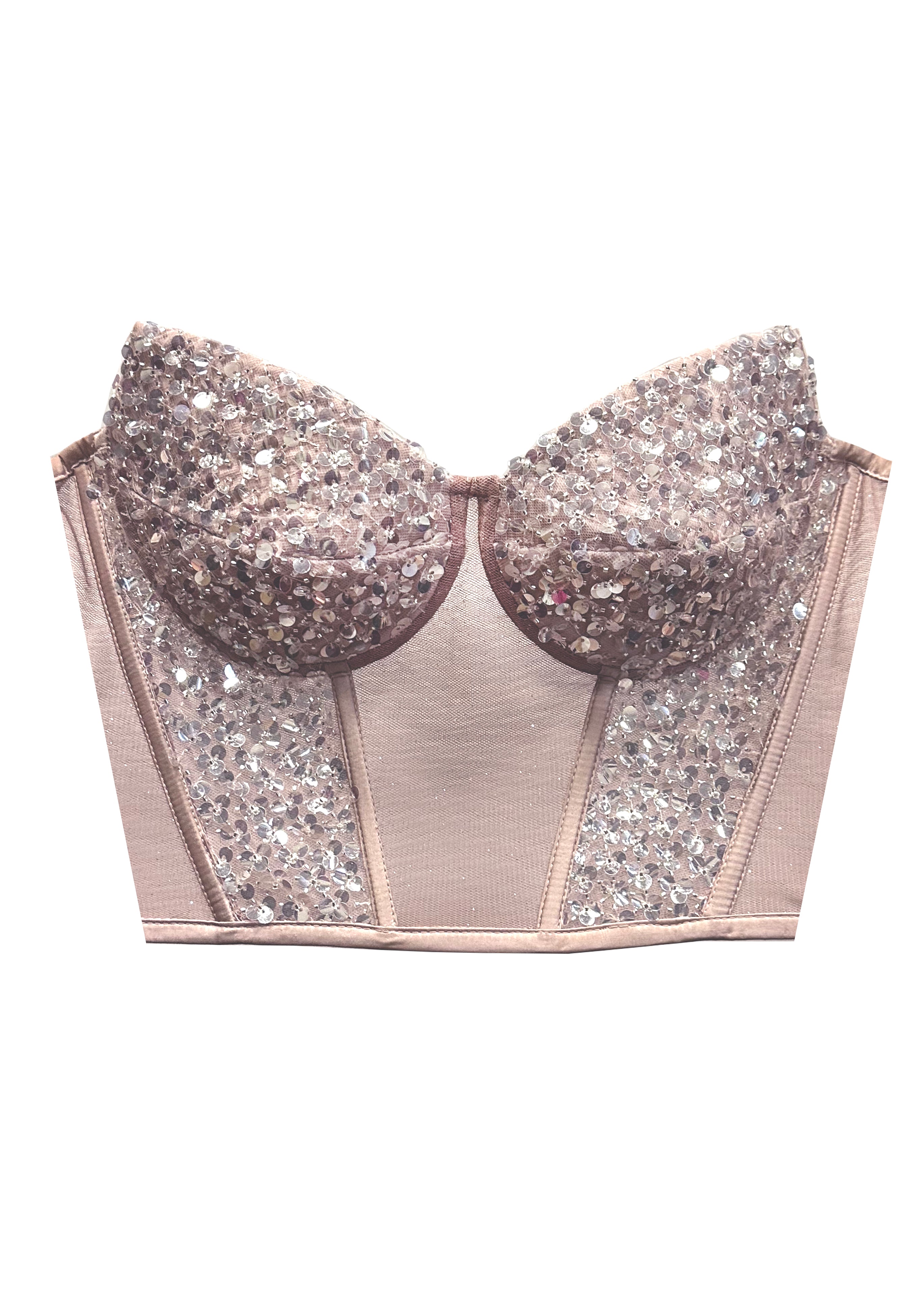 Sunset Embellished Corset Top Pink-Silver