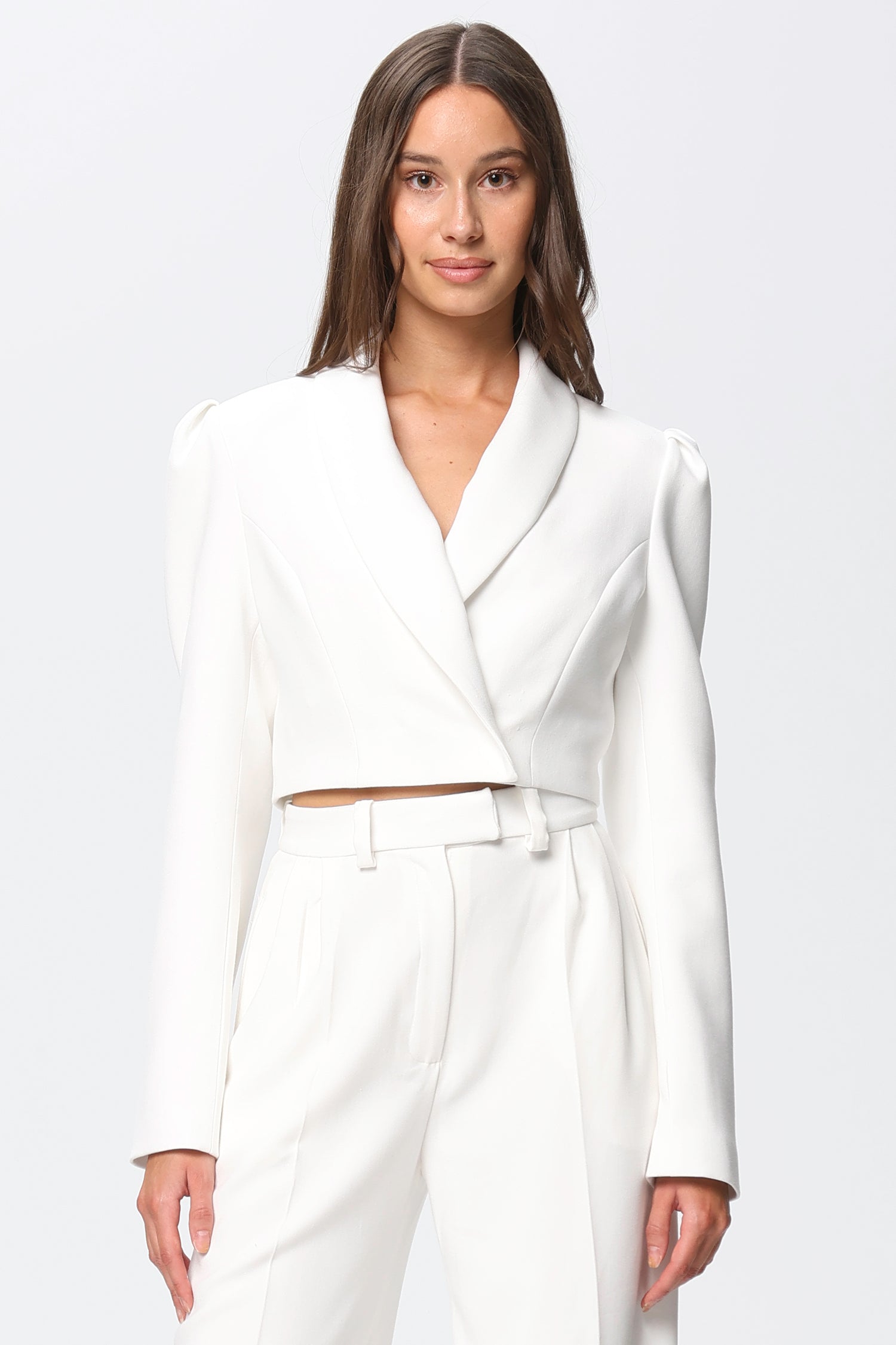 Sanremo High-rise Wide-leg Suit Pants Ivory