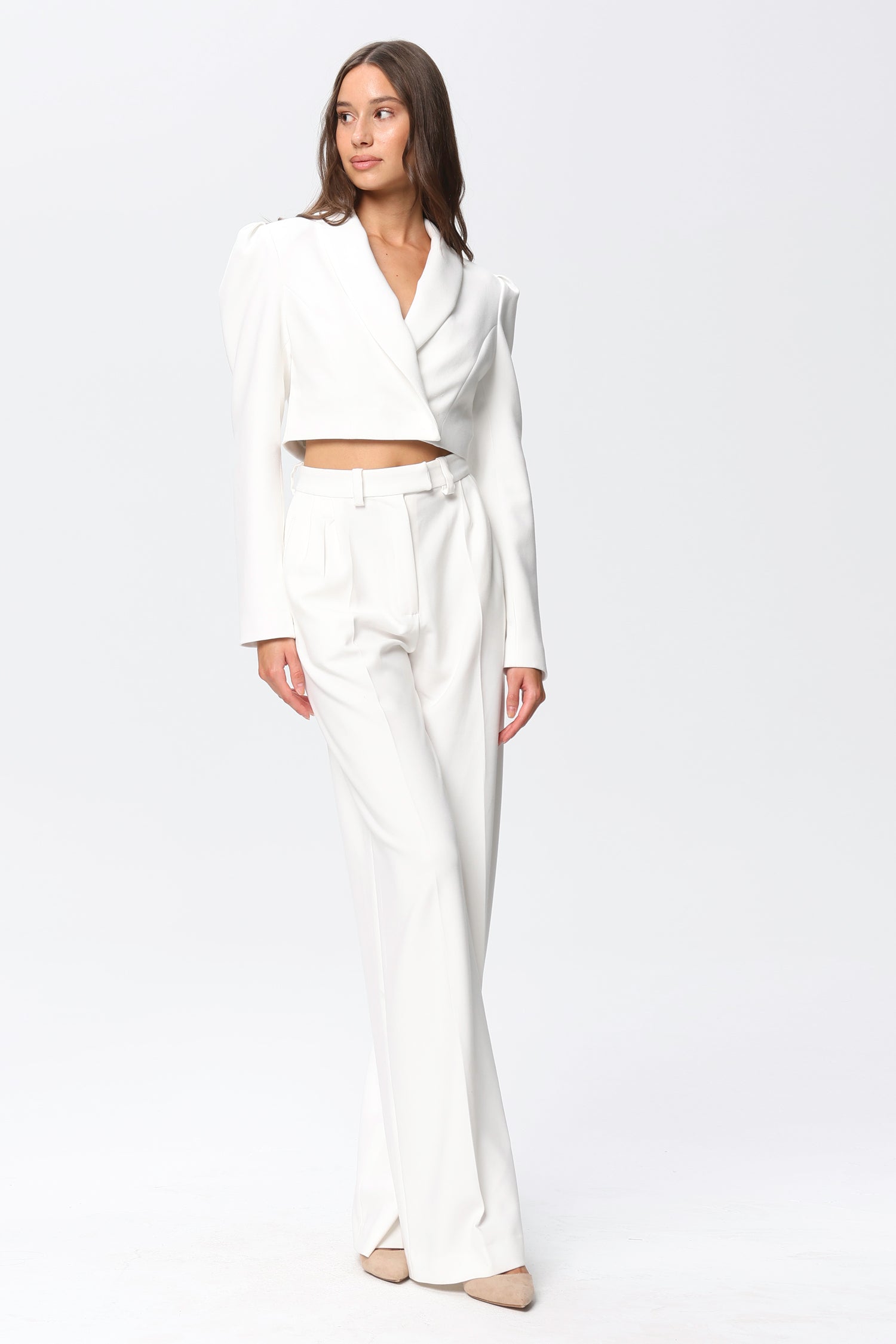 Spodnie Garniturowe Sanremo High-Rise Ecru