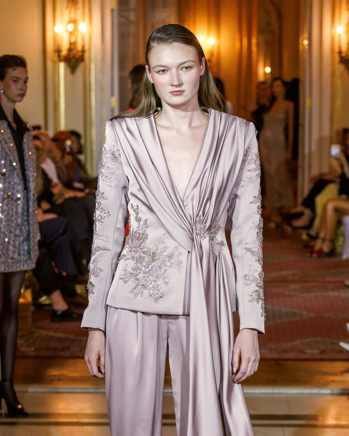Elise Satin Embroidered Blazer
