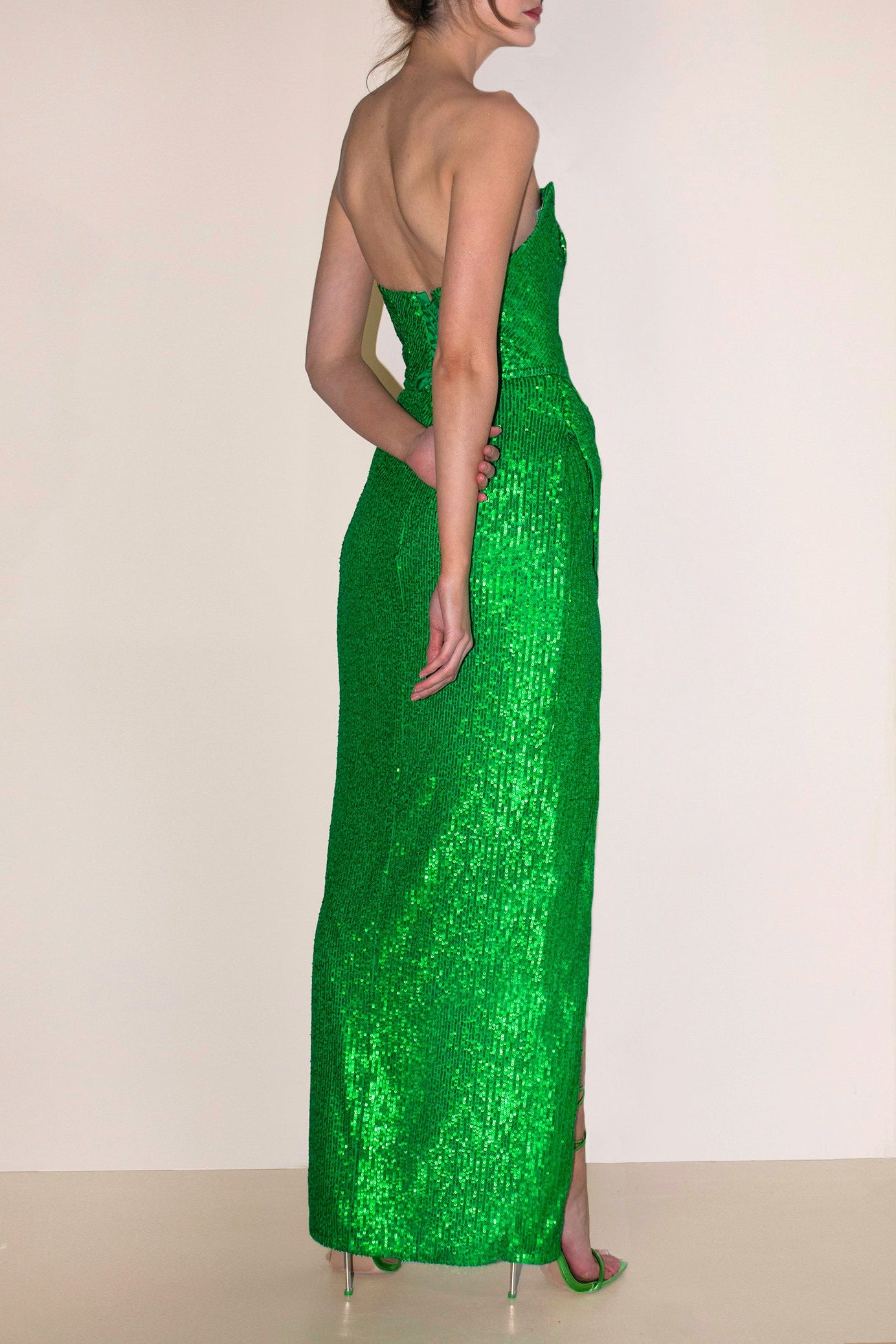 Gaia Sequin Evening Gown Green Angelika Józefczyk 4