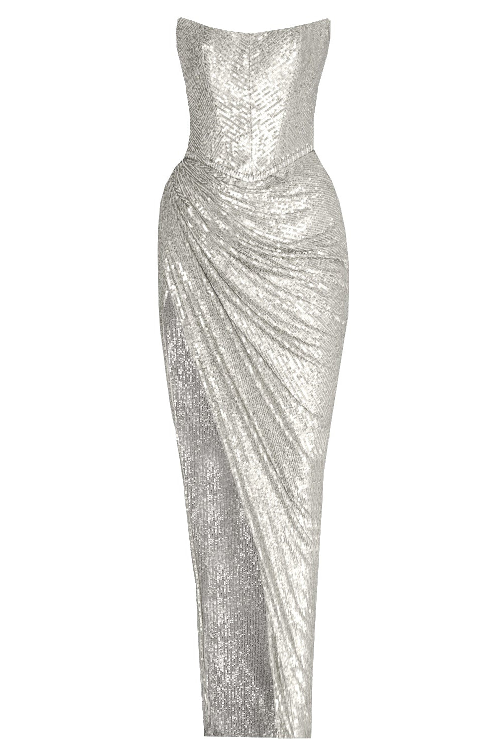 Gaia Sequin Evening Gown Silver Angelika Jozefczk packshoot