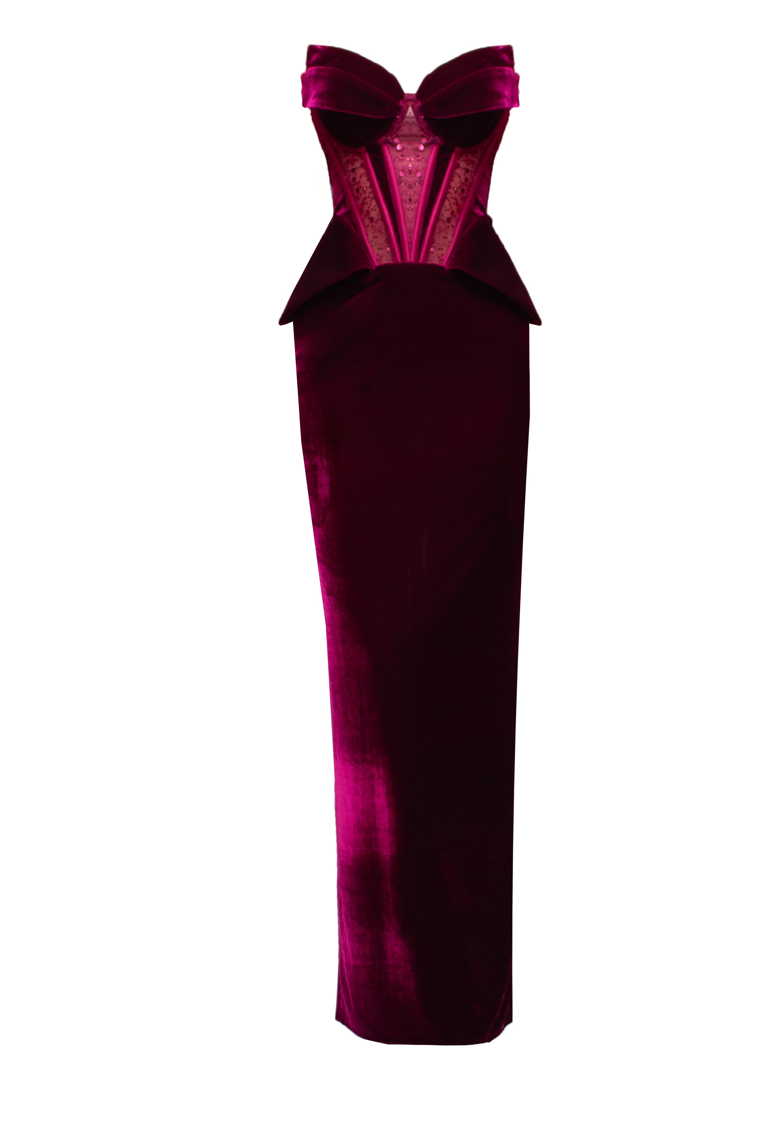 Glam Witch Velvet Embllished Corset Evening Gown