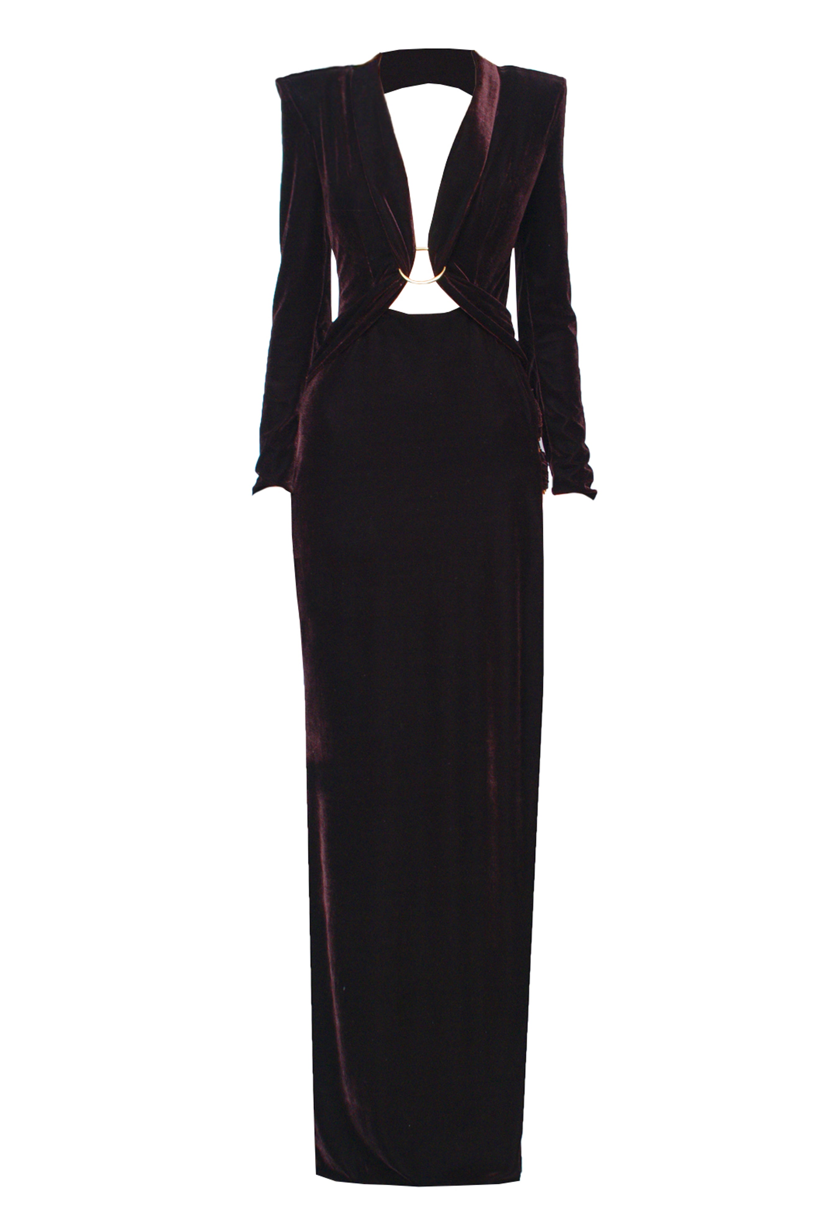 Glam Witch Velvet Gown With Gold Hoops Brown Angelika jozefczyk packshoot
