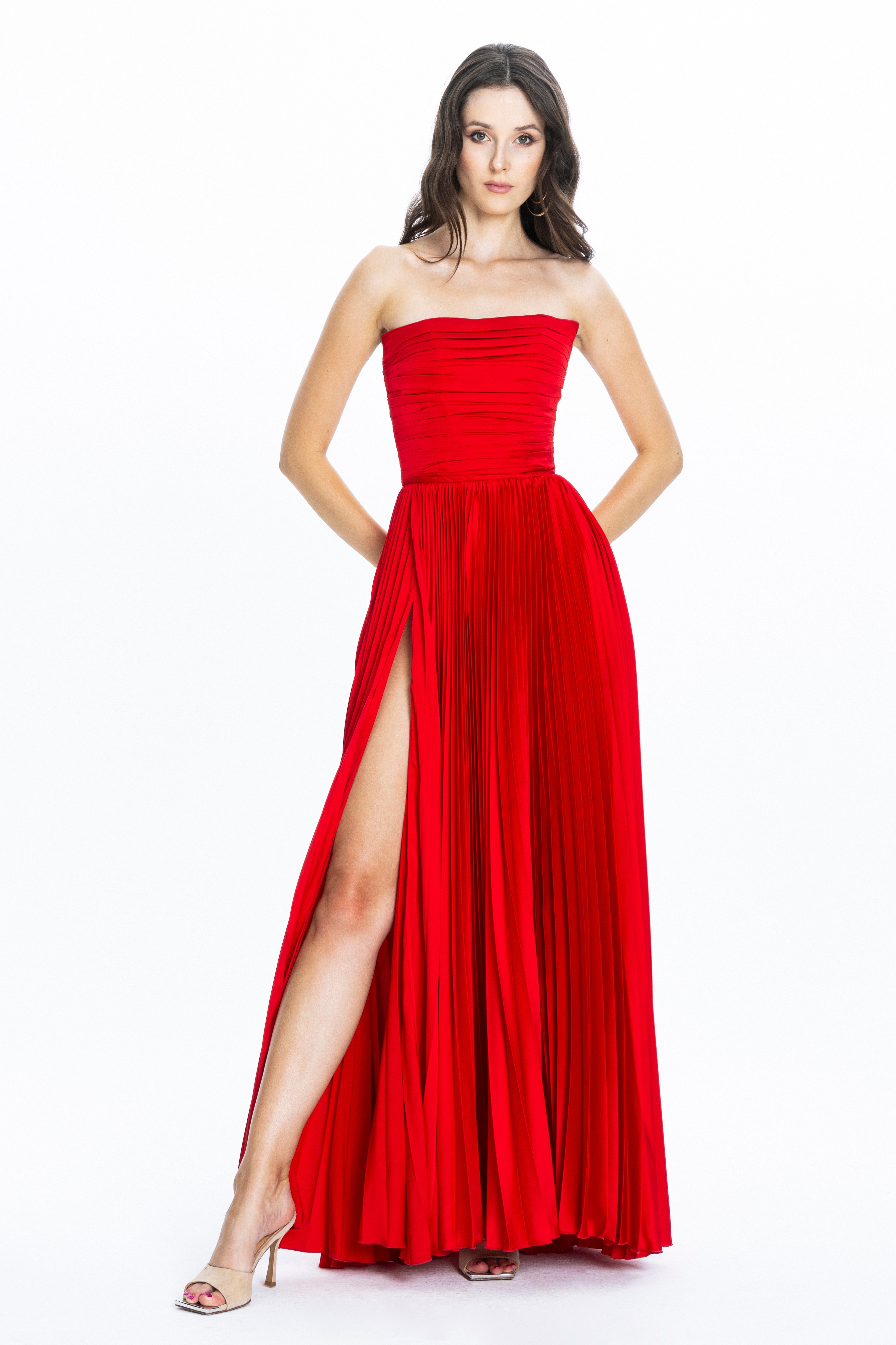 Rose Satin Evening Gown Red