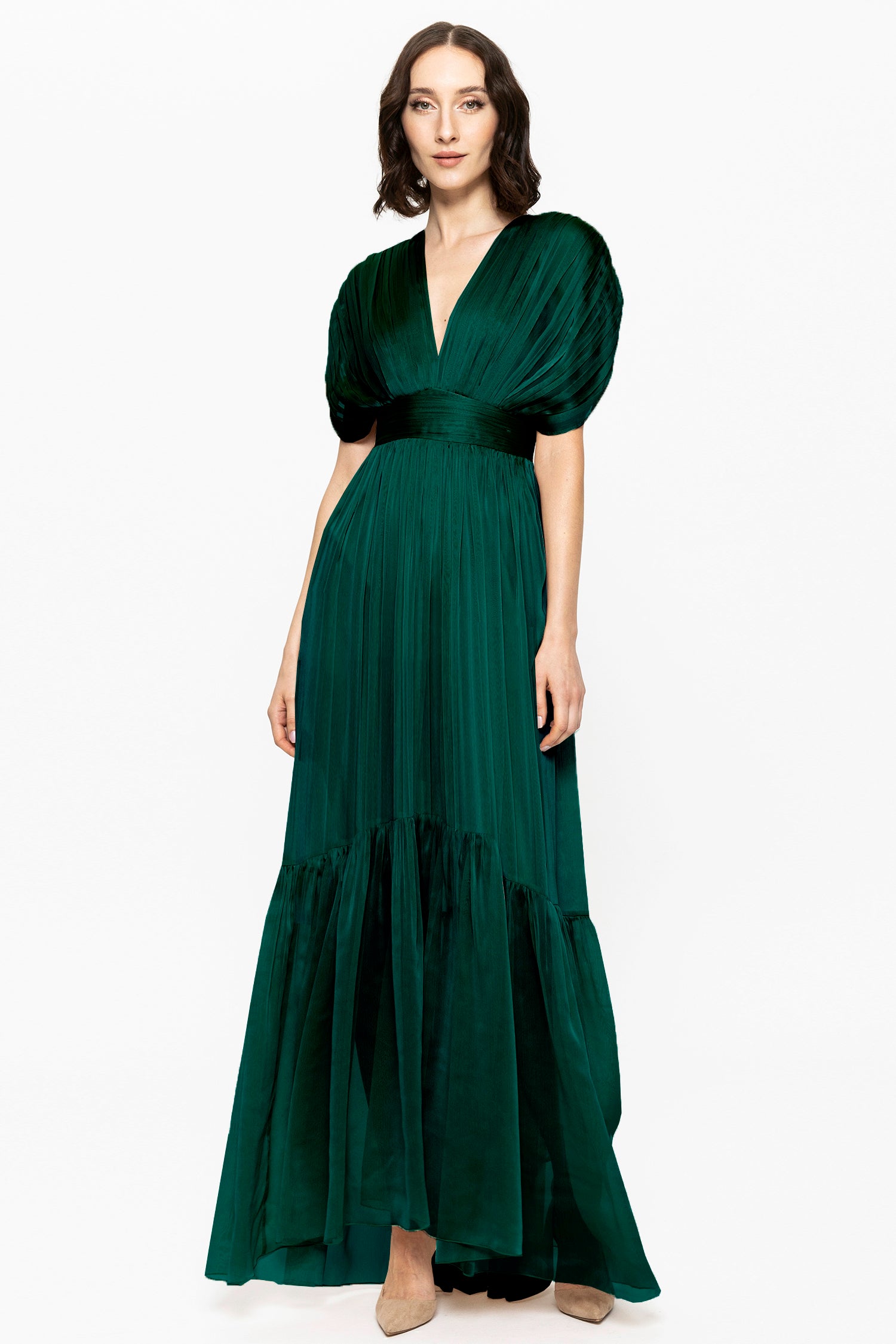 Lerena Chiffon Evening Gown Emerald