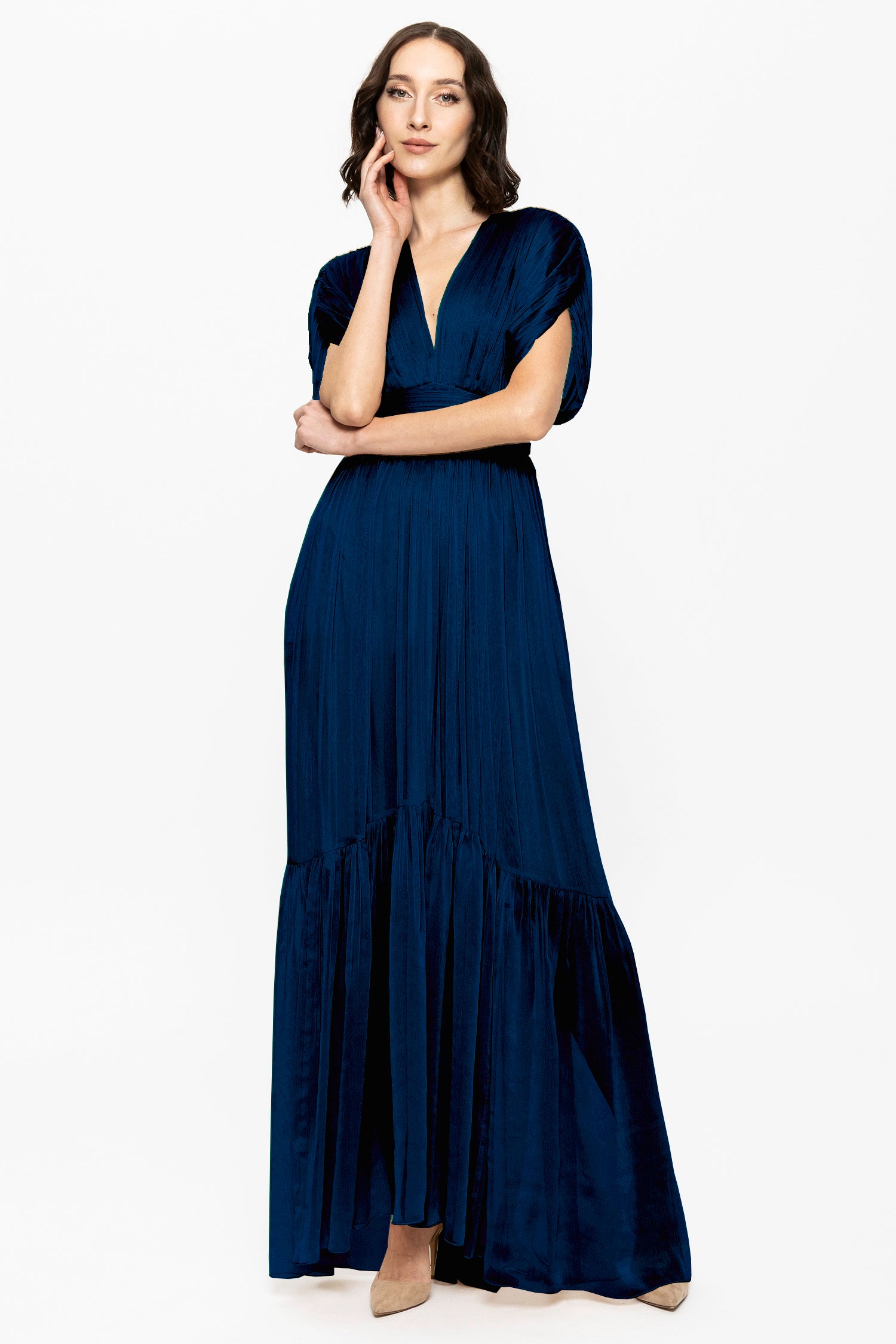 Lerena Chiffon Evening Gown Navy Blue