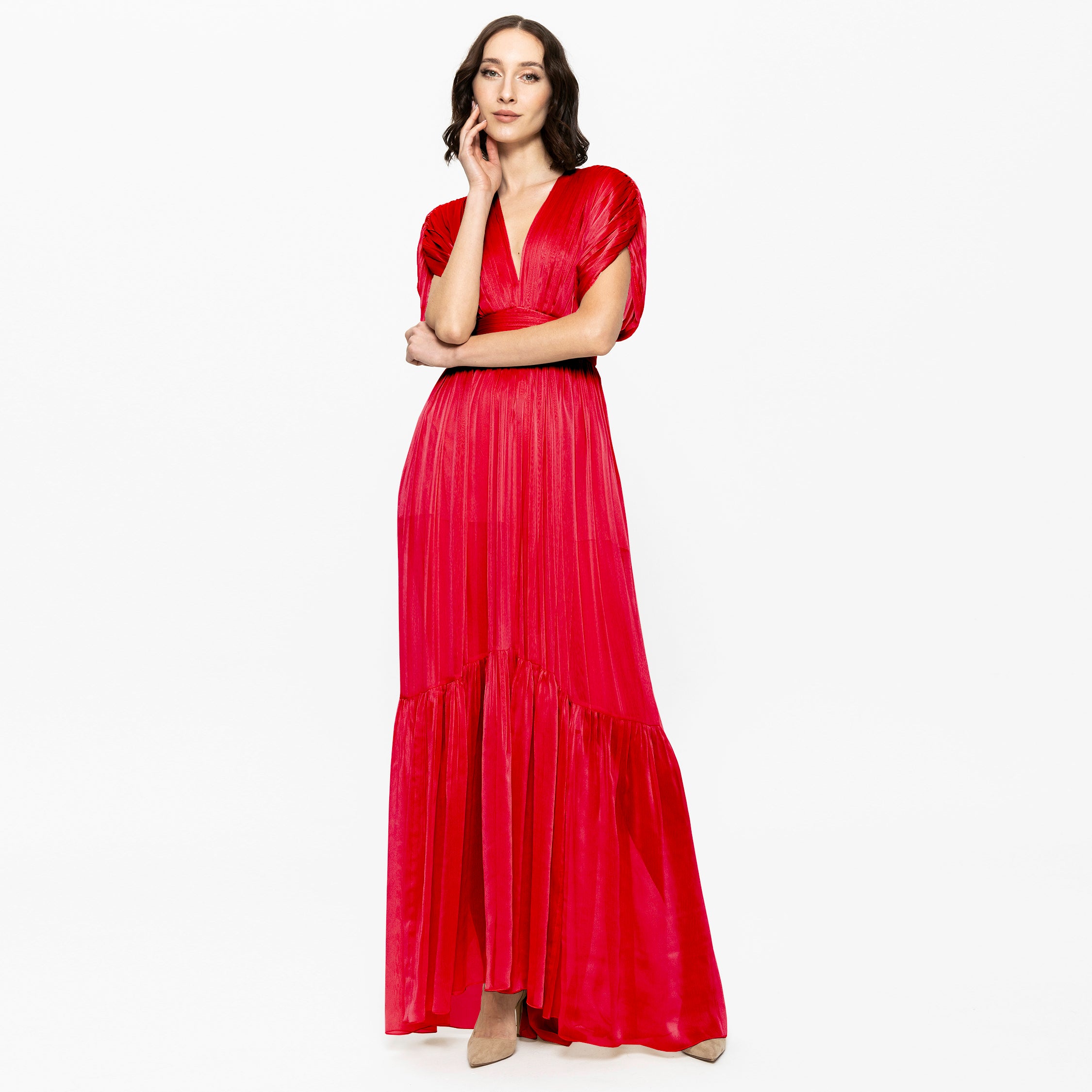 Lerena Chiffon Evening Gown Red