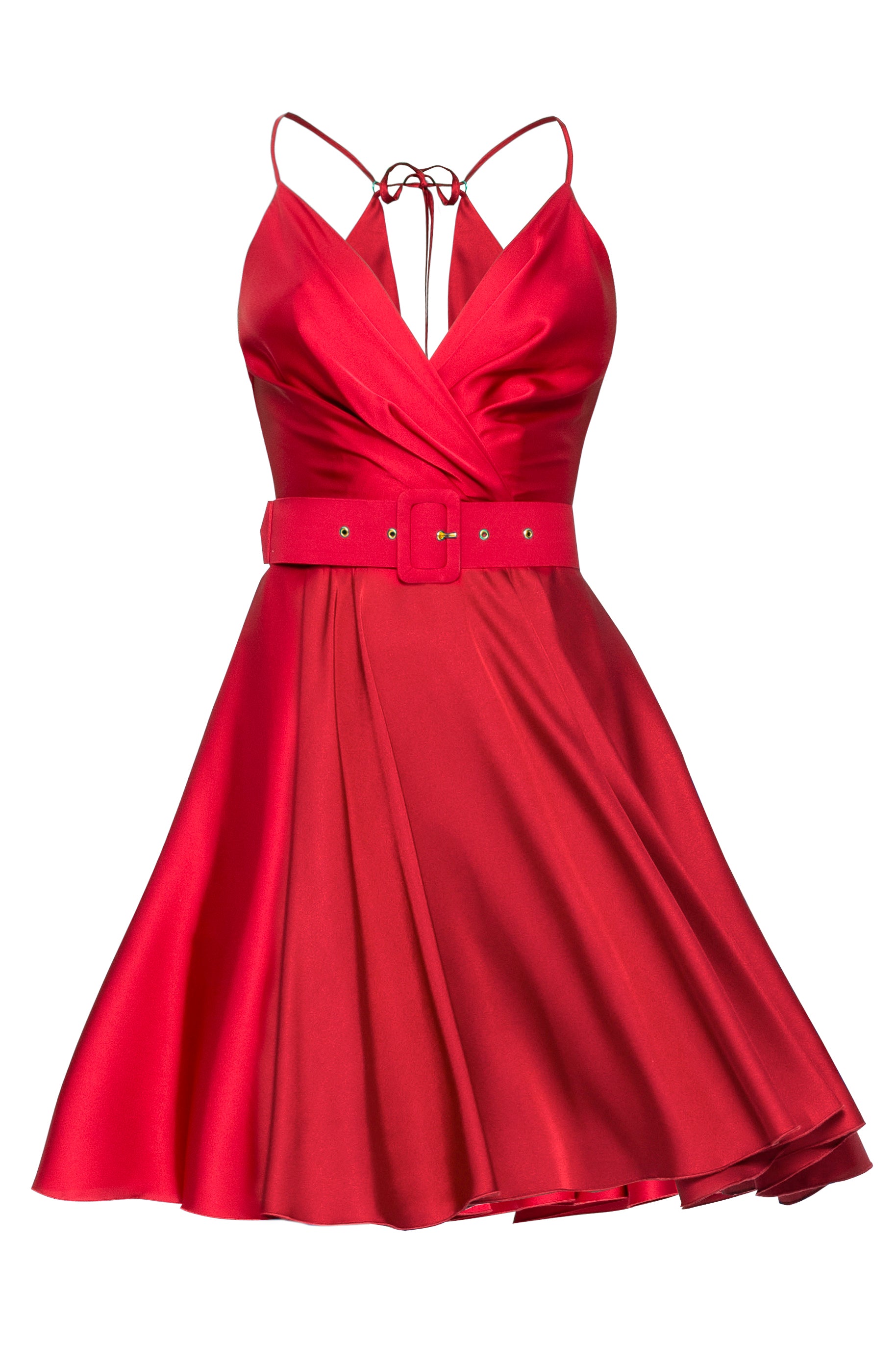 Satin Mini Dress Red