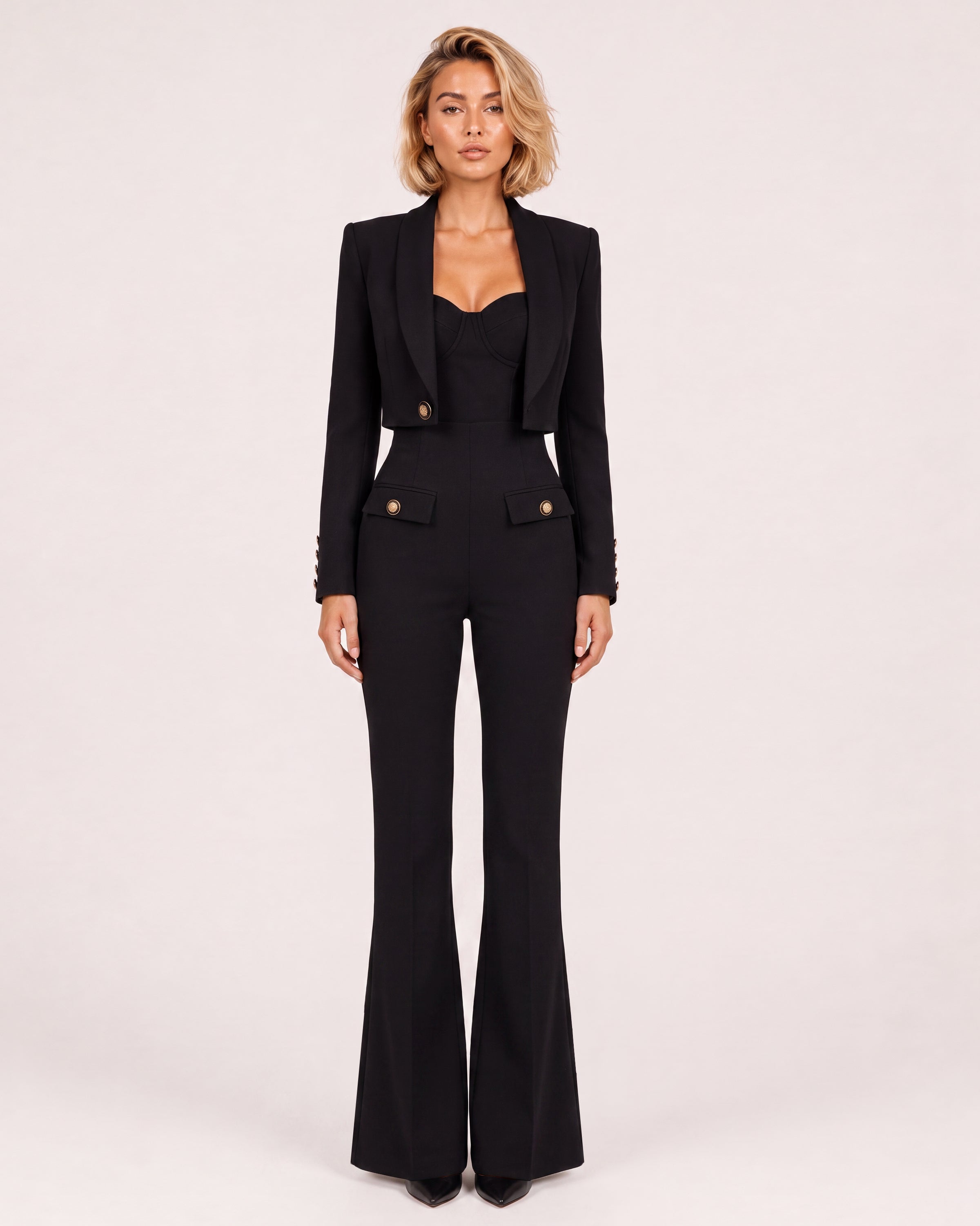Monaco Black Flare Suit Trousers