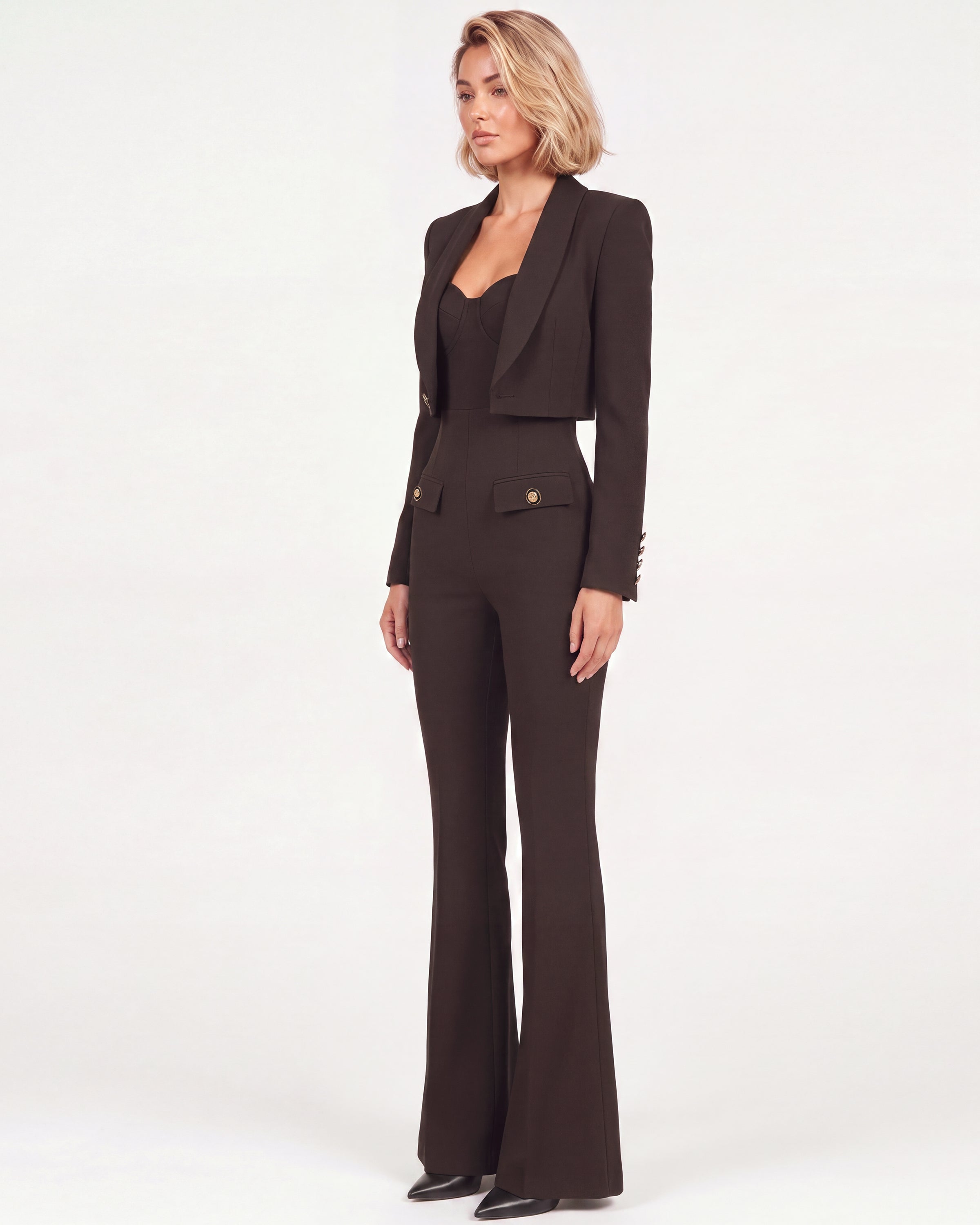 Monaco Brown Flare Suit Trousers