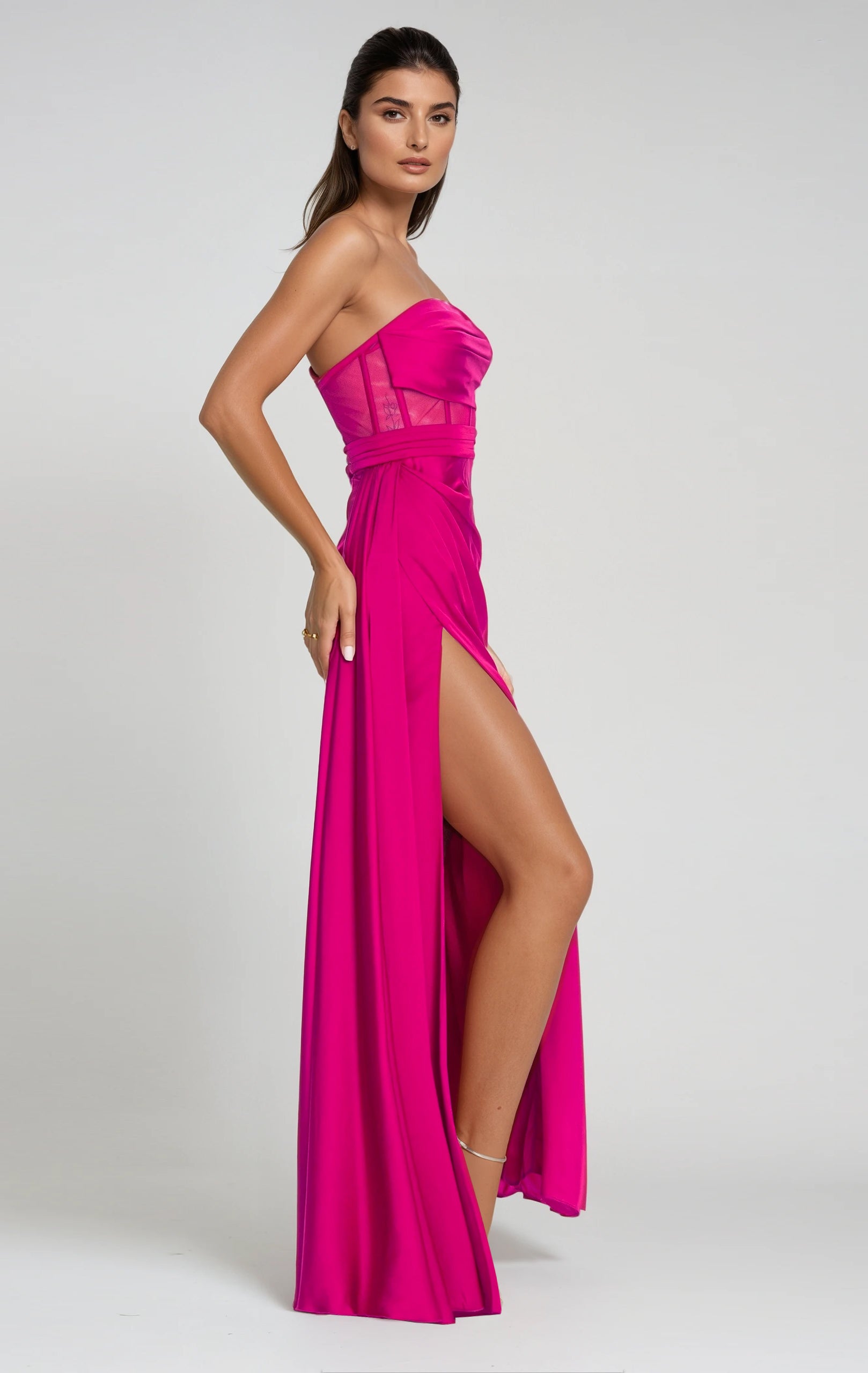 Fuchsia Satin Corset Evening Couture Gown Napoli Angelika Jozefczyk 3
