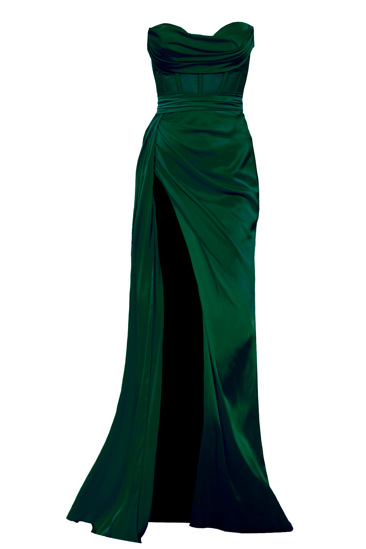 Napoli Corset High Slit Gown Emerald