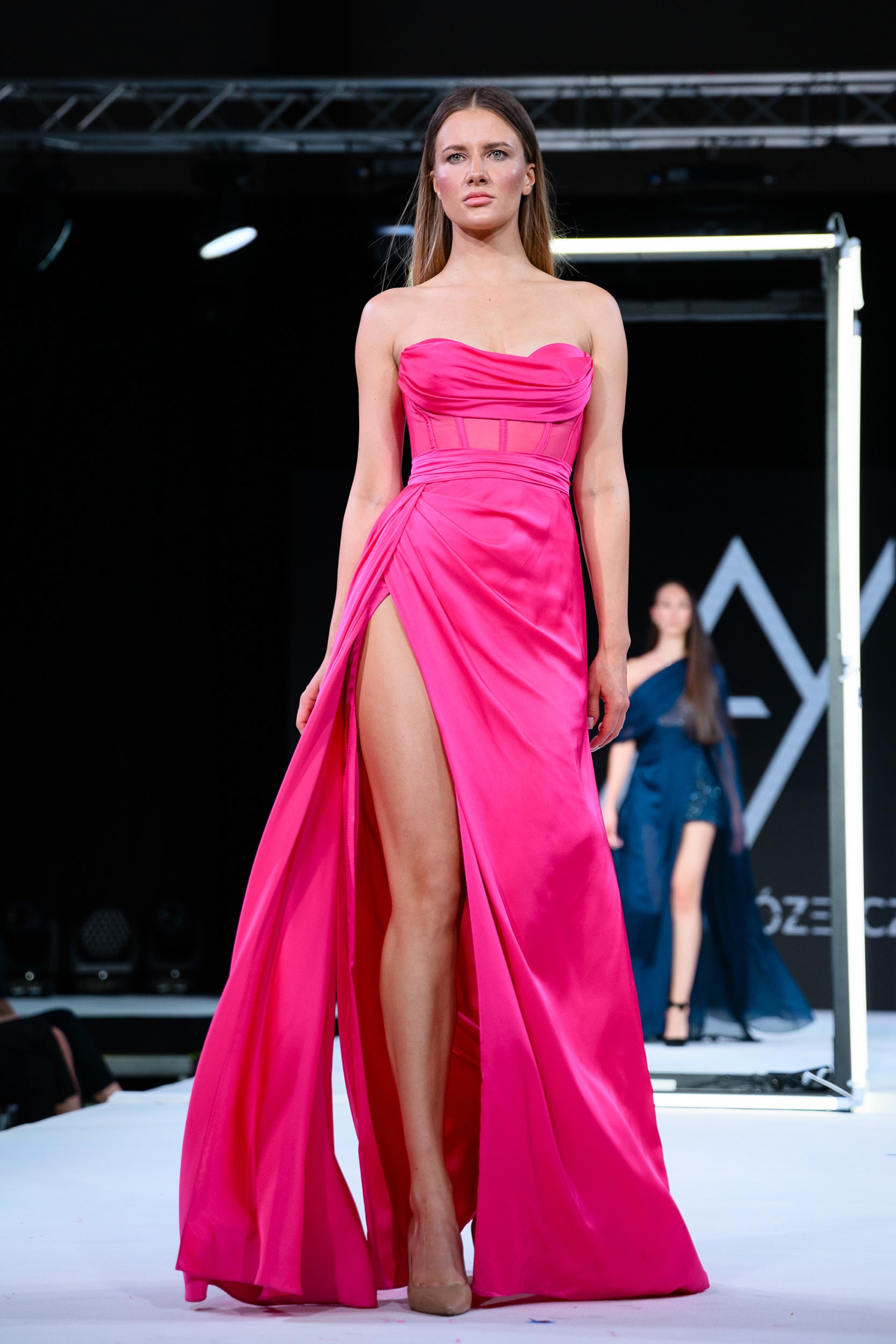 Napoli Corset High Slit Gown Pink