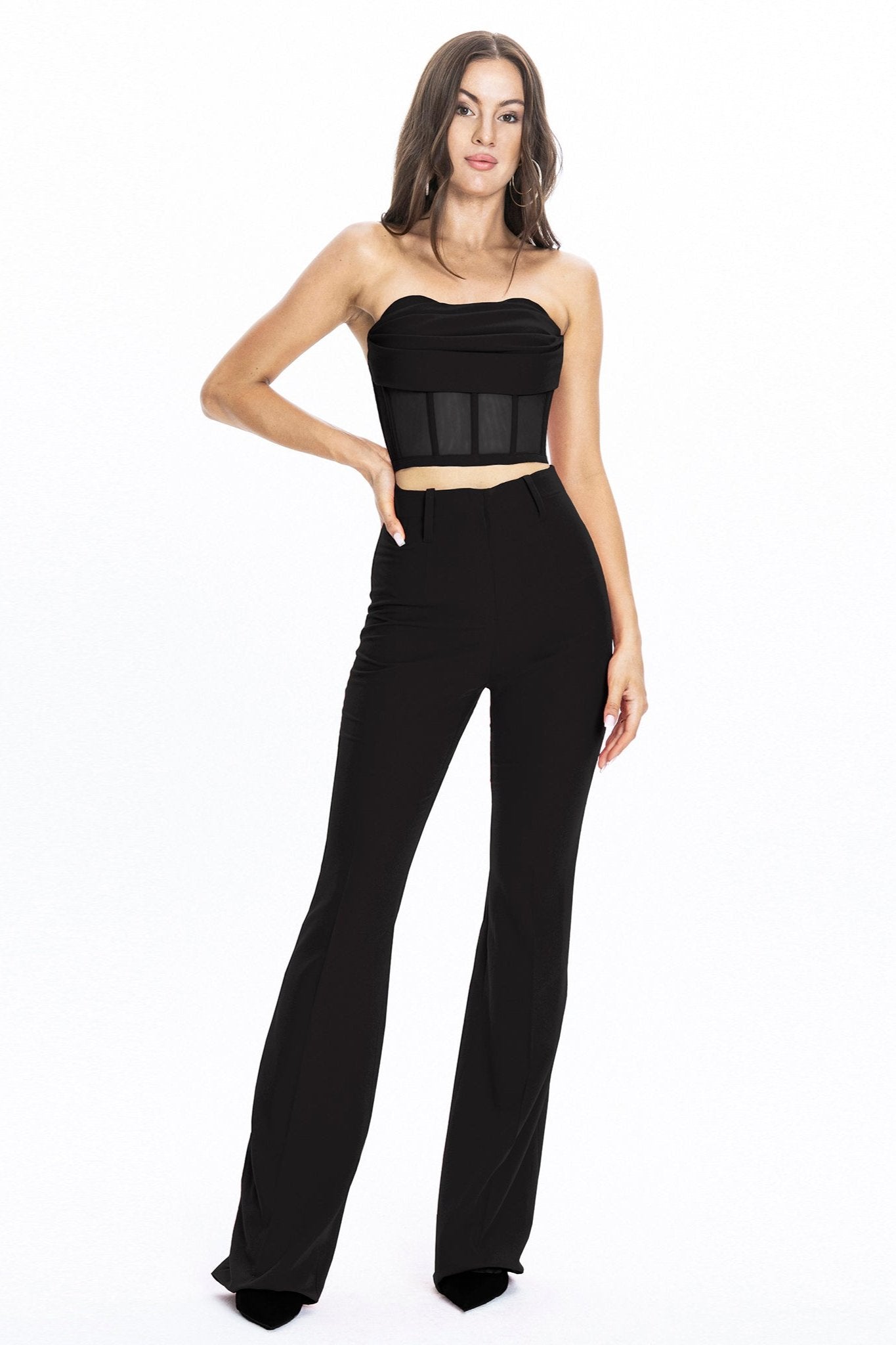 Palermo High-rise Flare Suit Pants Black Angelika Jozefczyk