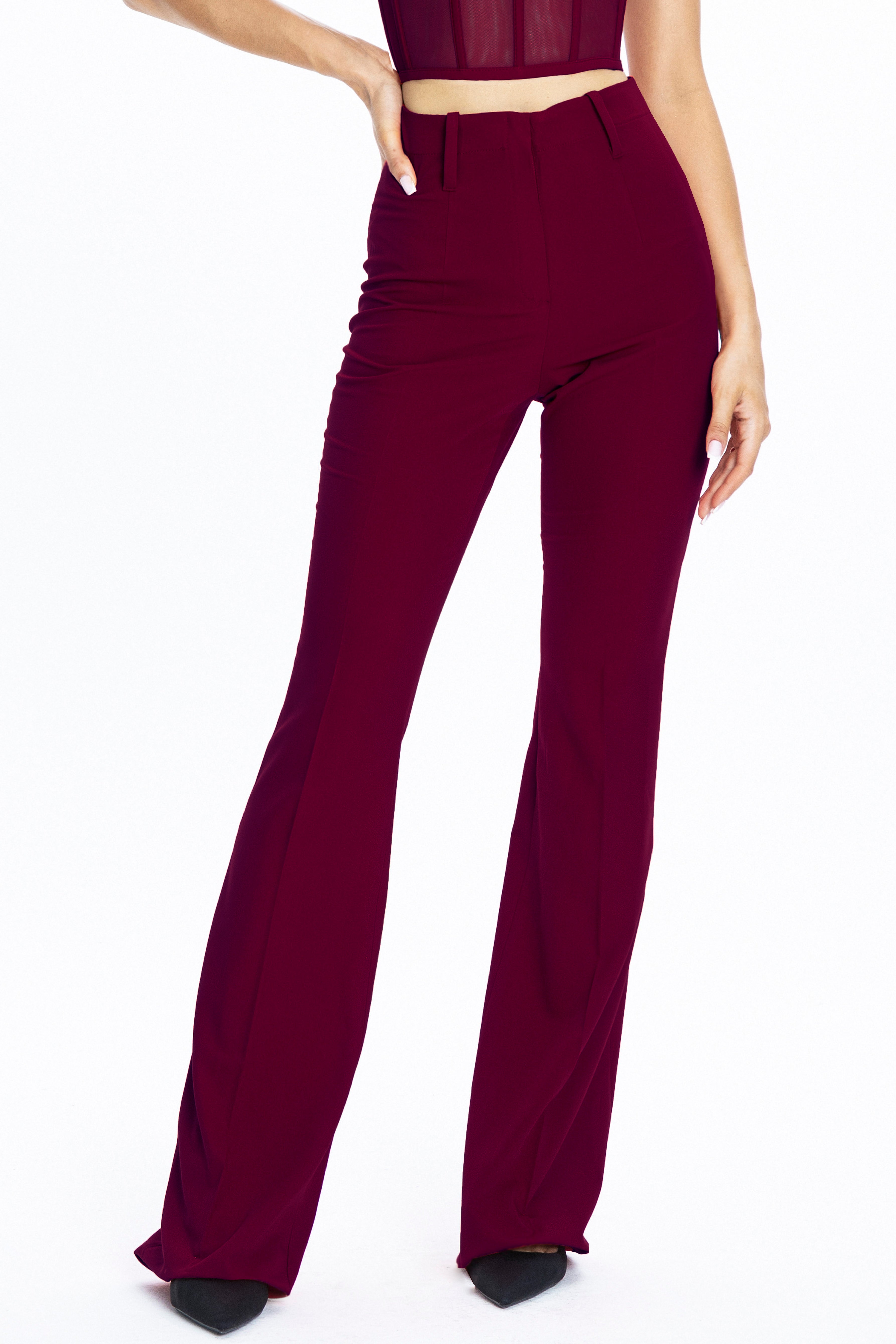Palermo High-rise Flare Suit Pants Burgundy Angelika Jozefczyk