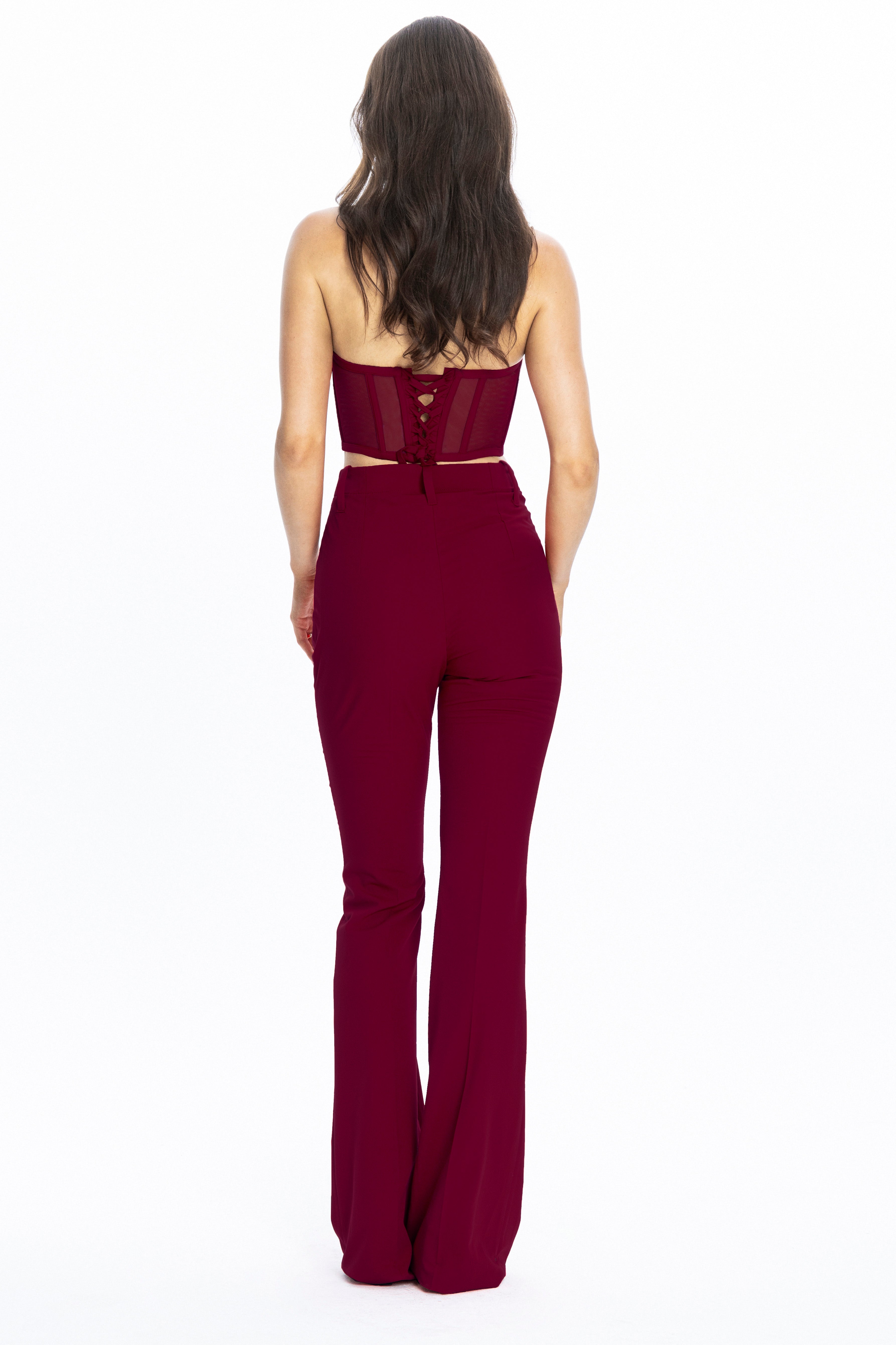 Palermo High-rise Flare Suit Pants Burgundy Angelika Jozefczyk 2