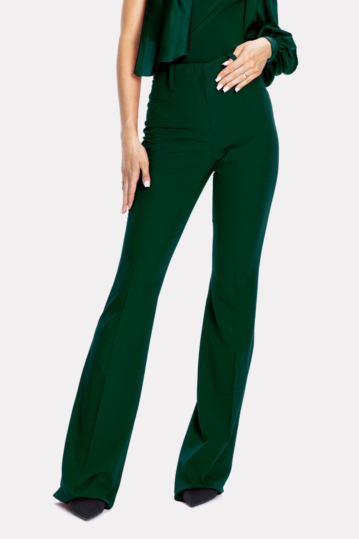 Palermo High-rise Flare Suit Pants Emerald Angelika Jozefczyk