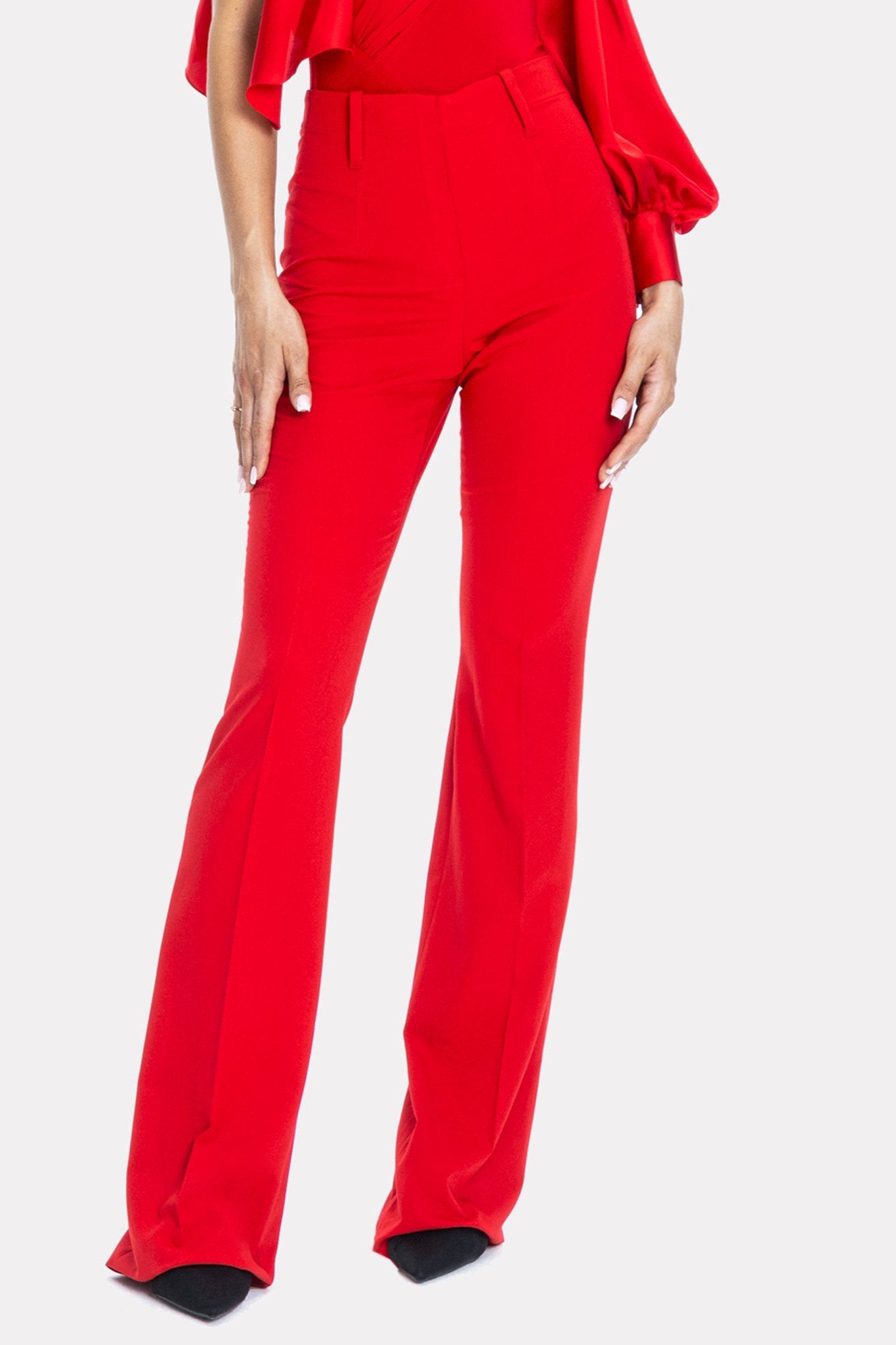 Palermo High-rise Flare Suit Pants Red Angelika Jozefczyk