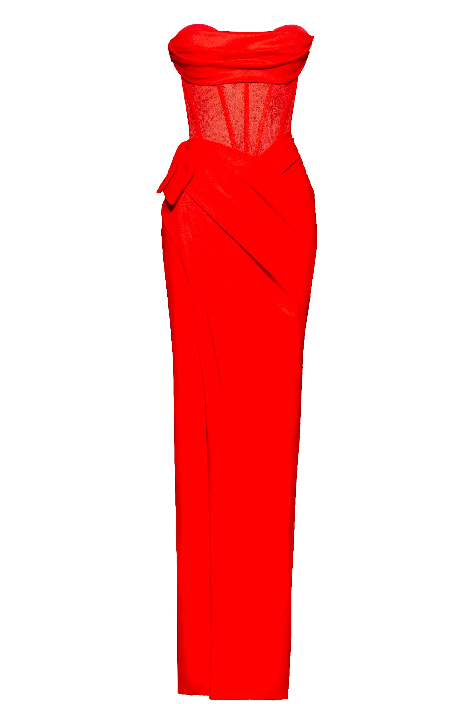 Palermo Corset High Slit Gown Red