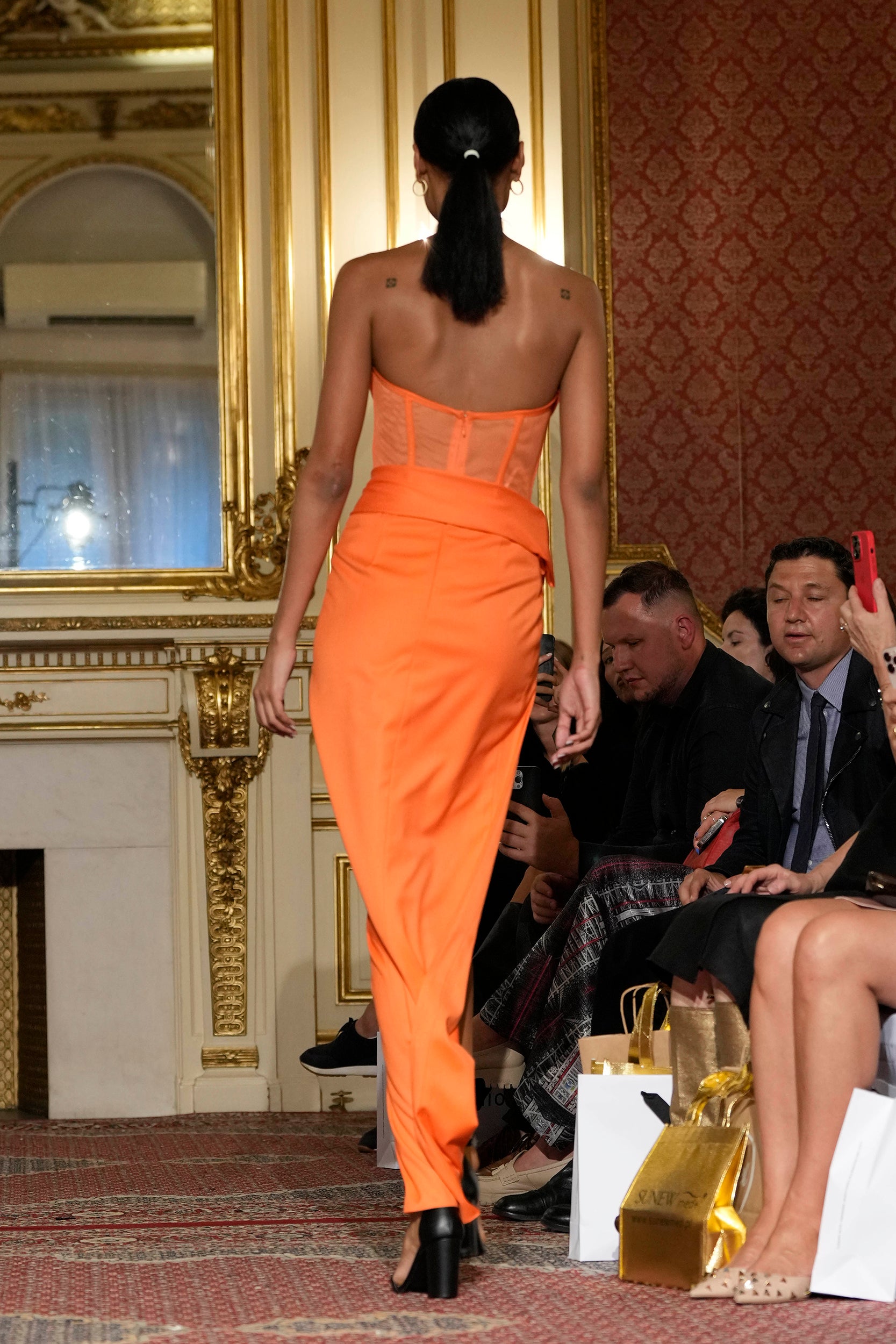 Palermo Corset High Slit Gown Orange