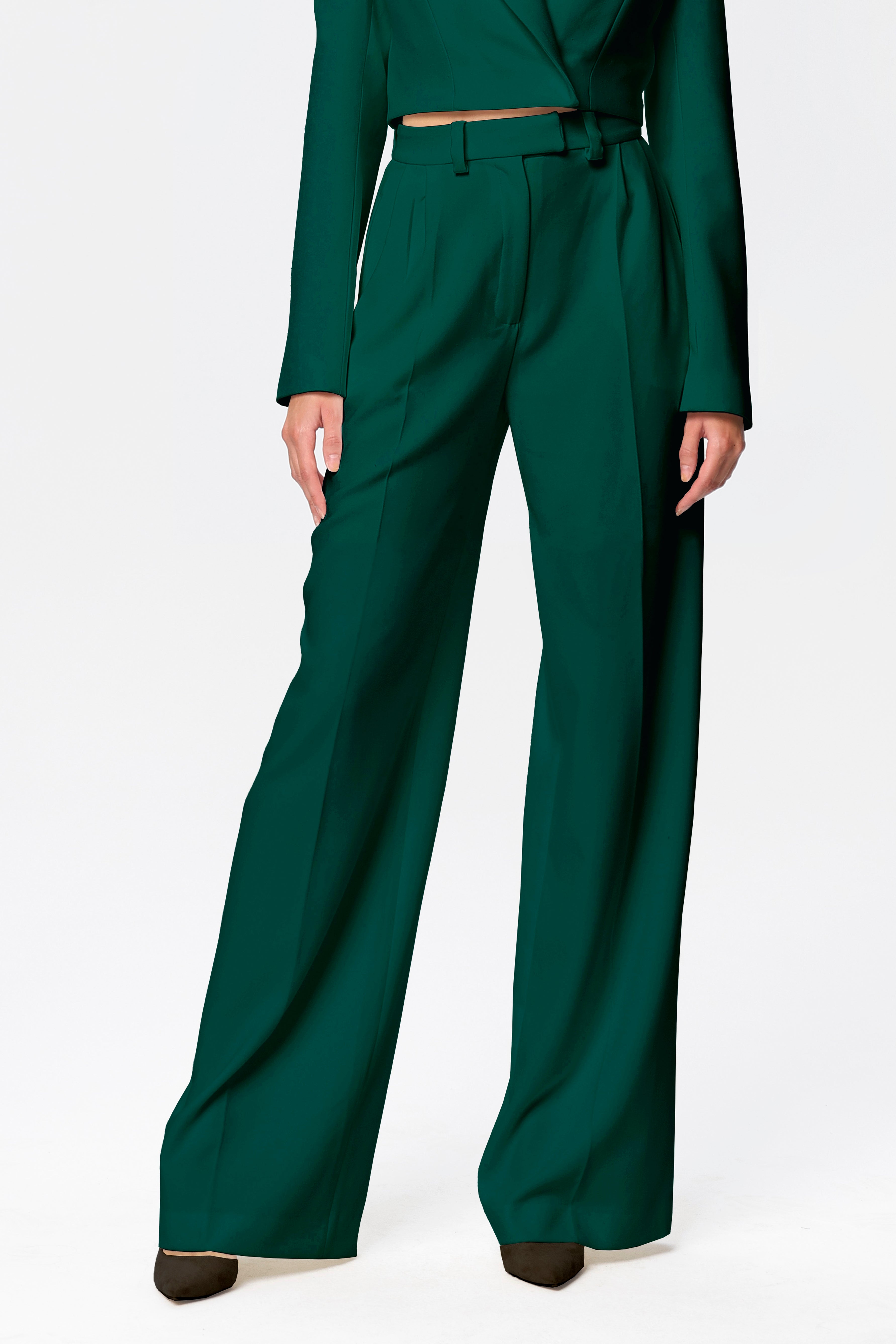 Sanremo High-Rise Wide-Leg Suit Pants Emerald Angelika Jozefczyk1