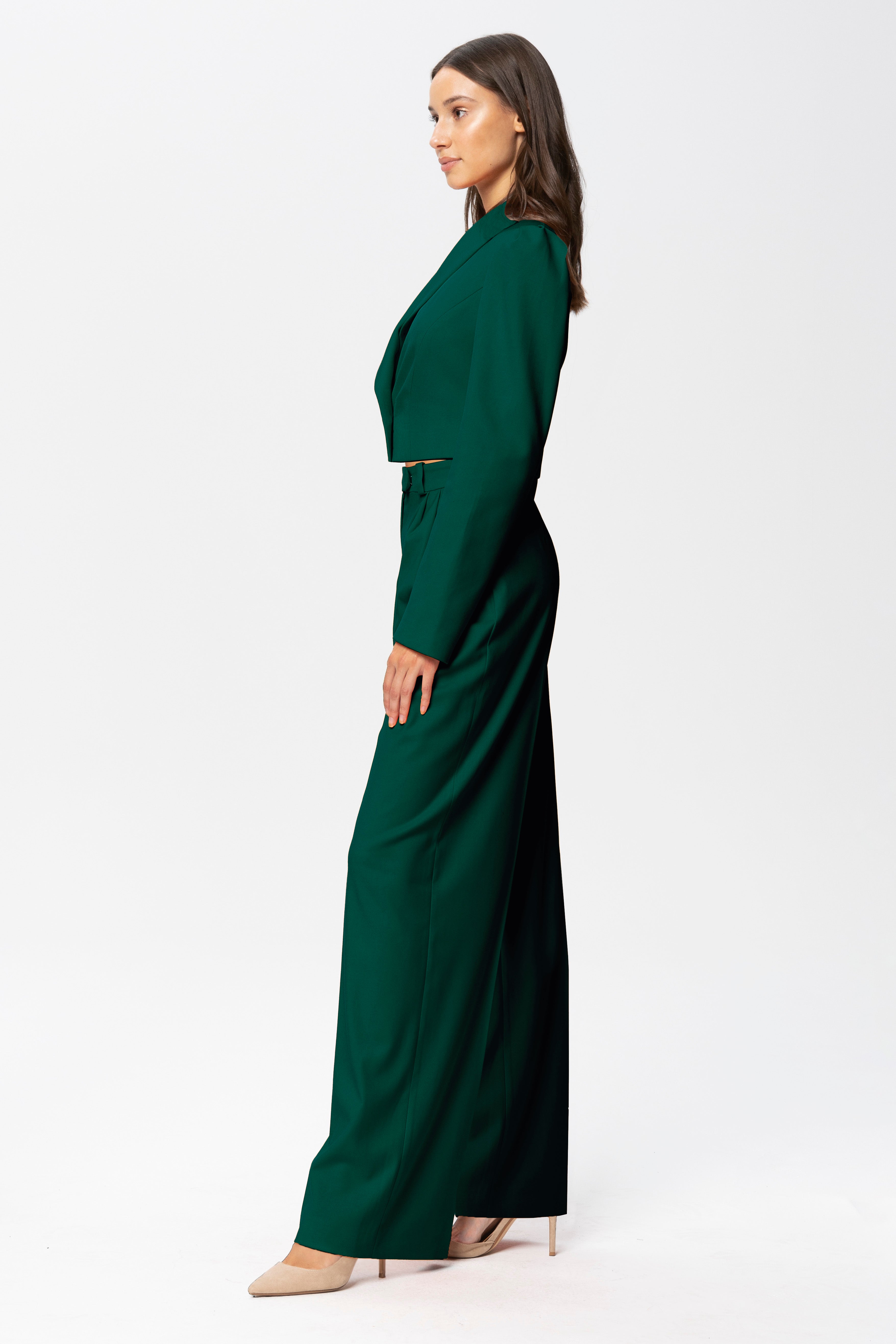 Sanremo High-Rise Wide-Leg Suit Pants Emerald Angelika Jozefczyk3