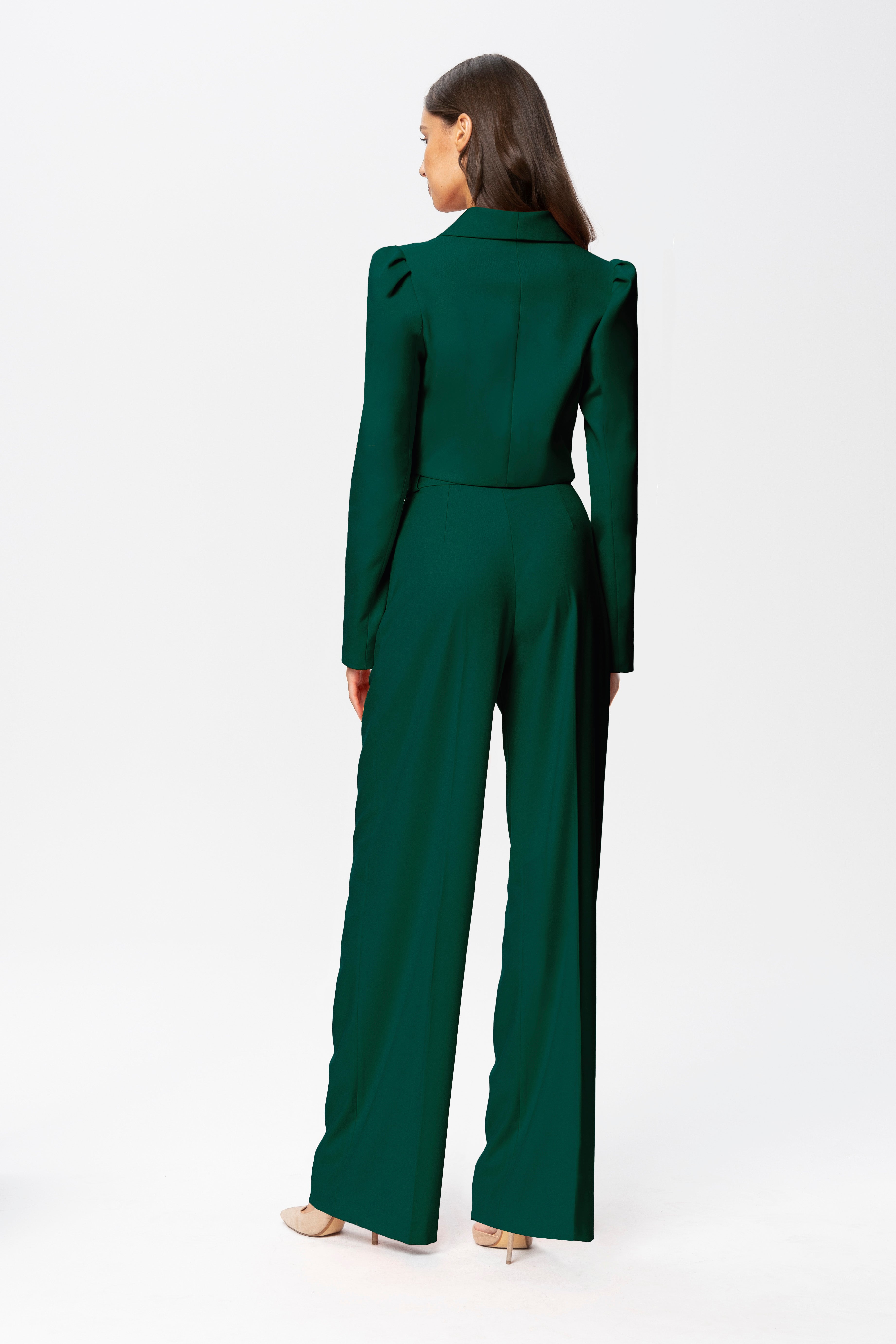Sanremo High-Rise Wide-Leg Suit Pants Emerald Angelika Jozefczyk4