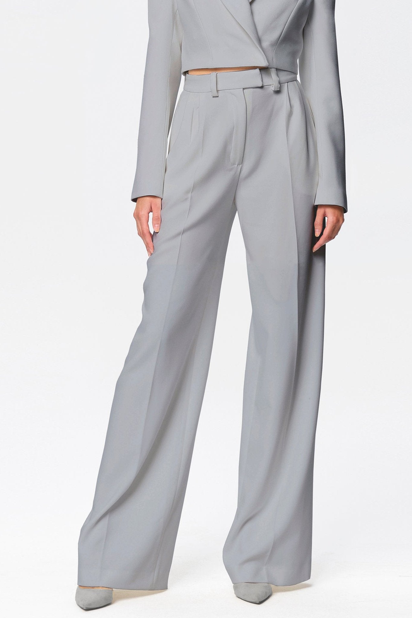 Sanremo High-rise Wide-leg Suit Pants Gray Angelika Jozefczyk