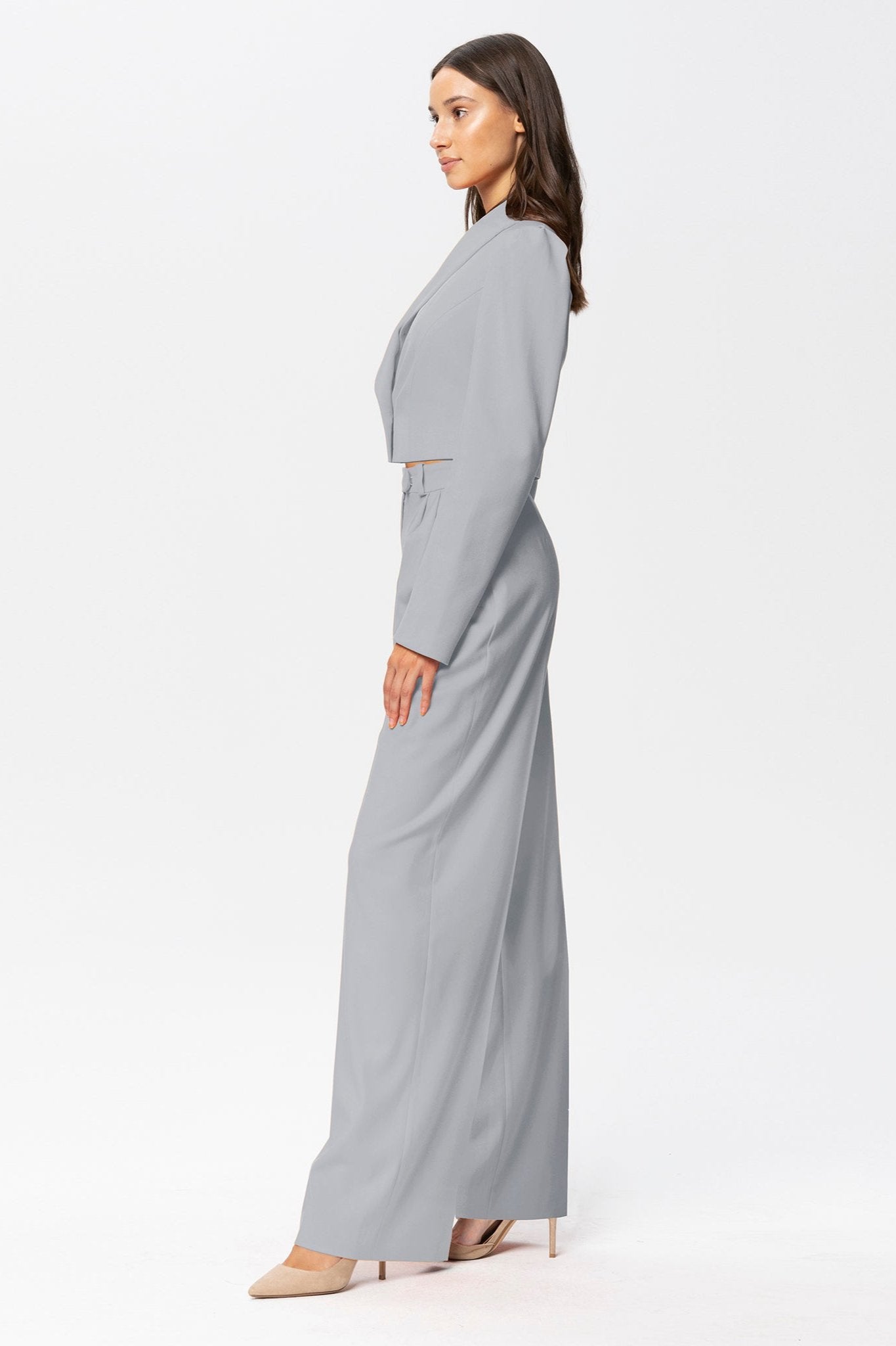 Sanremo High-rise Wide-leg Suit Pants Gray Angelika Jozefczyk
