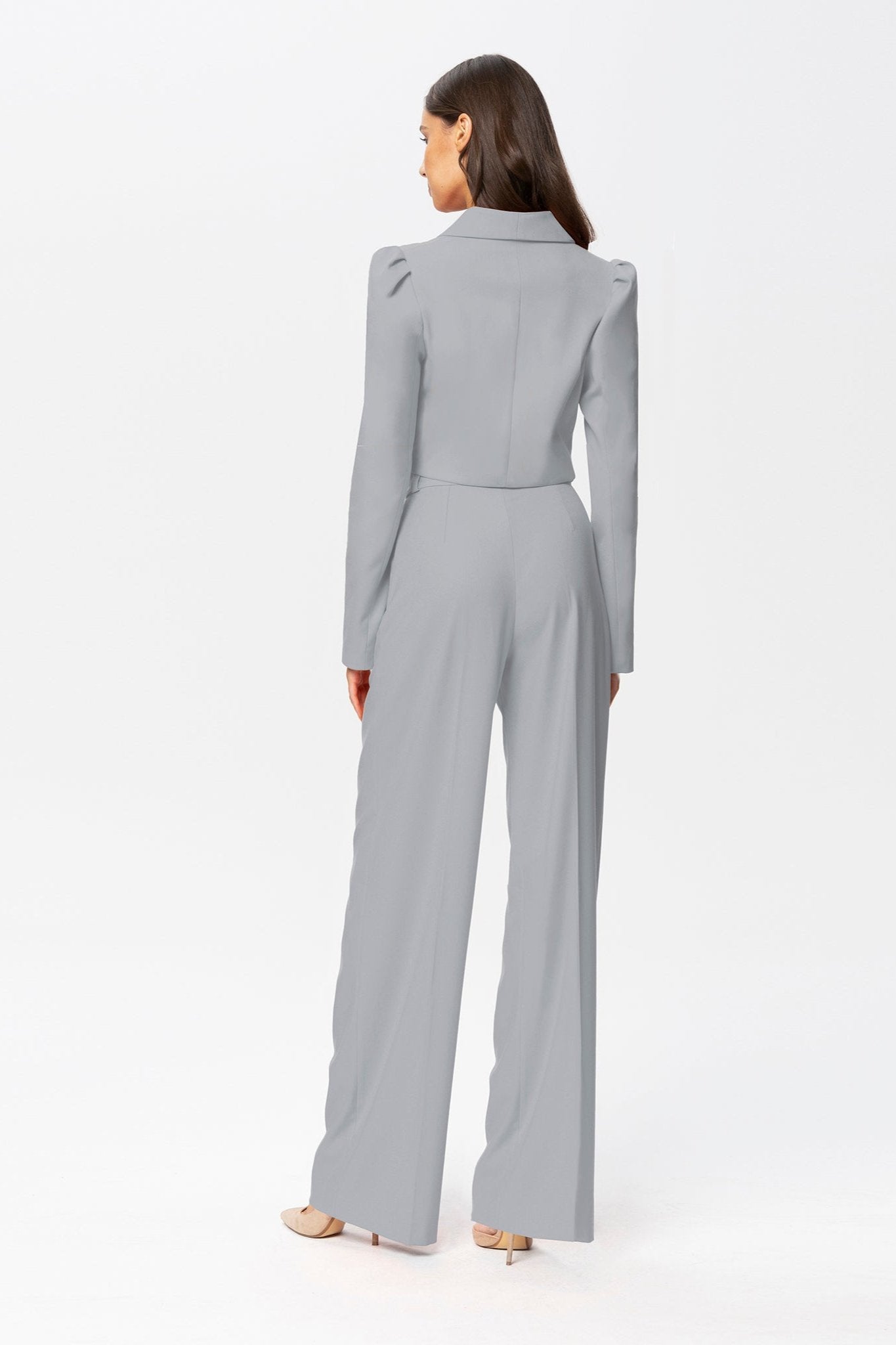 Sanremo High-rise Wide-leg Suit Pants Gray Angelika Jozefczyk