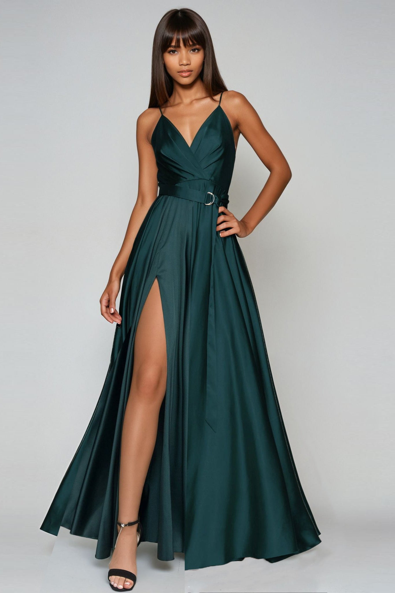 Robe Longue Satin Noué dans le dos Bordeaux