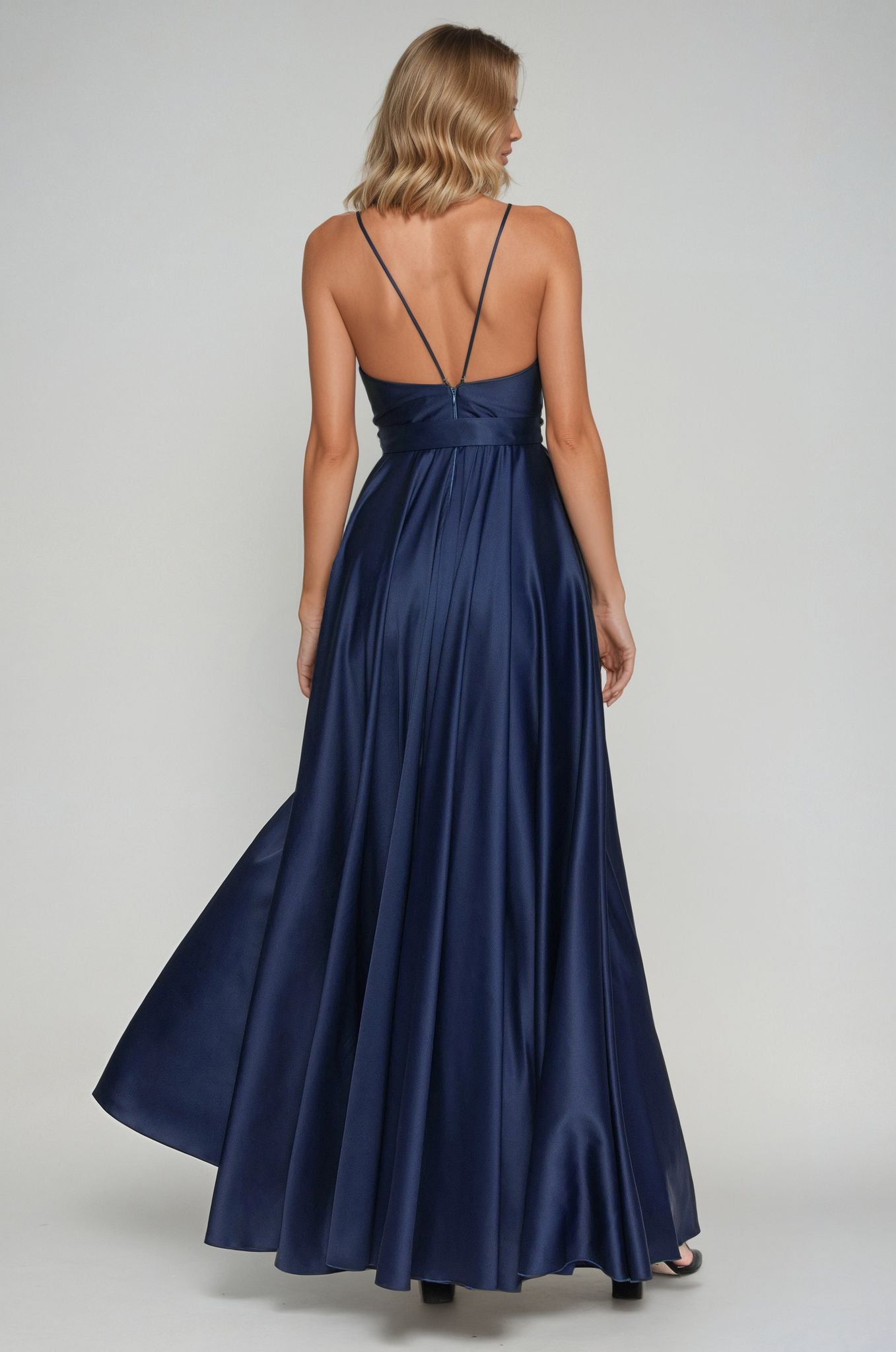 Satin Long Dress Navy Angelika Jozefczyk 2