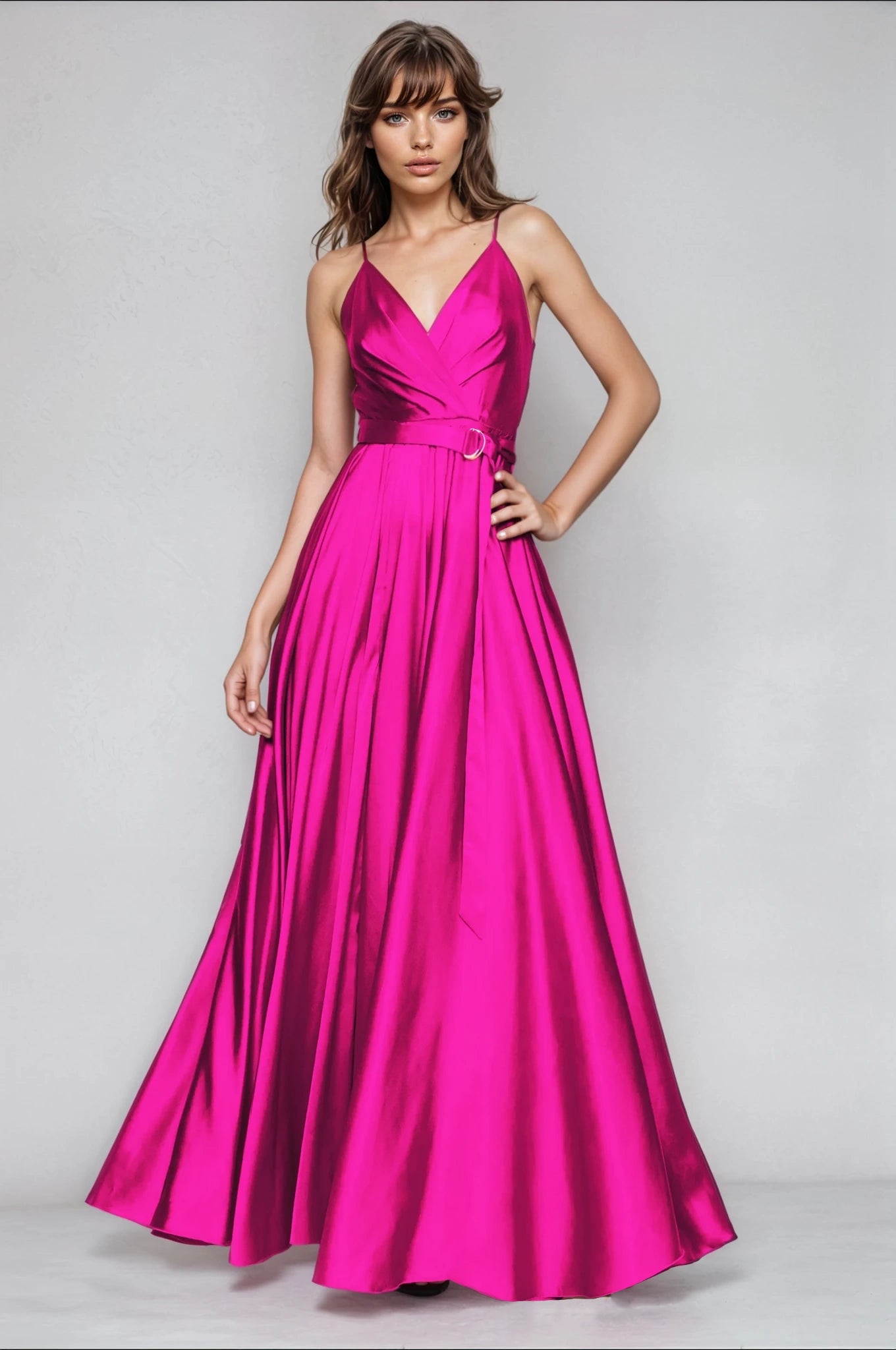 fuchsia satin dress Angelika Józefczyk Women's Long Satin Dress Wedding, Blue, 8