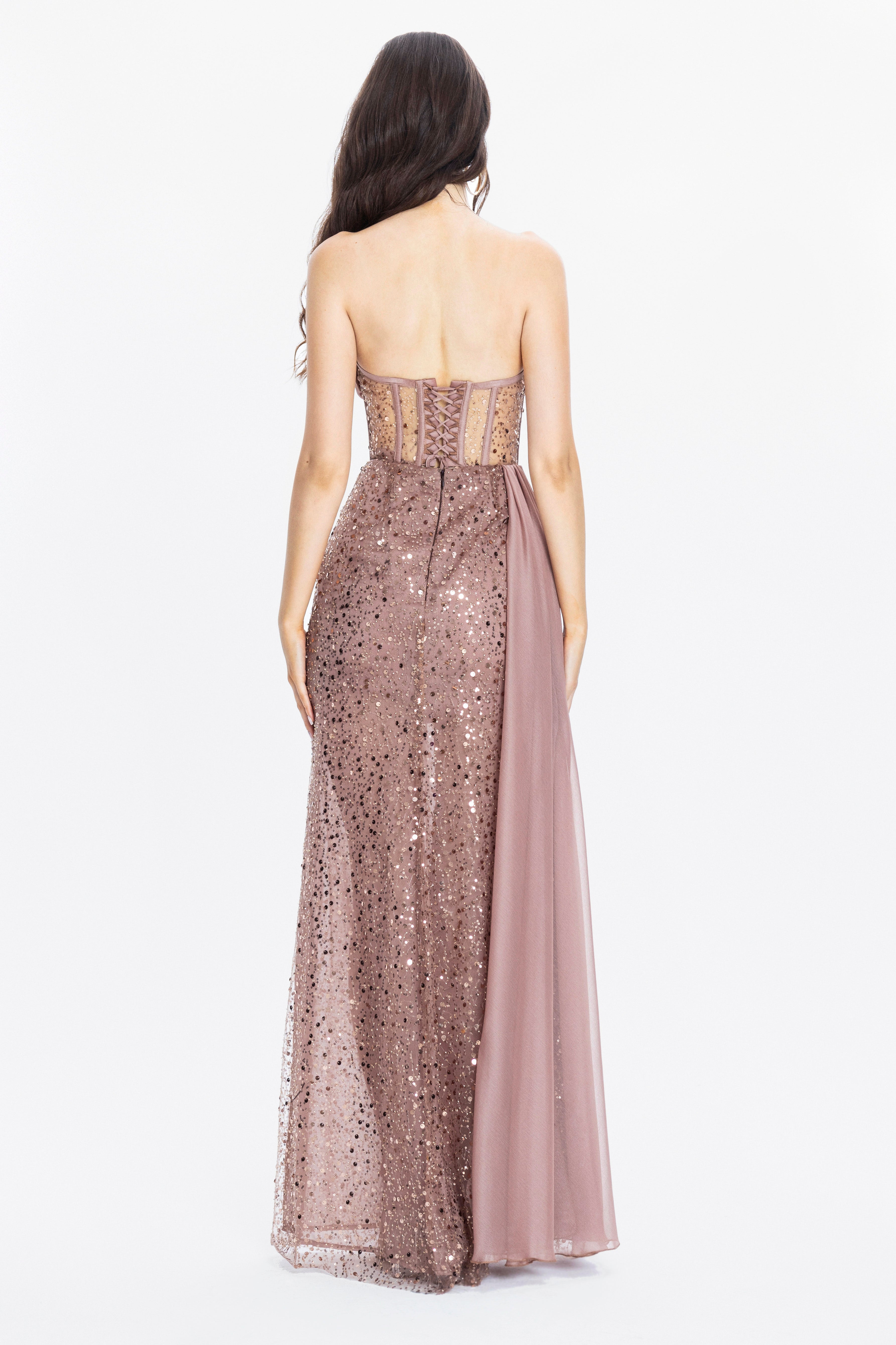 Stella Corset Evening Gown Brown 2