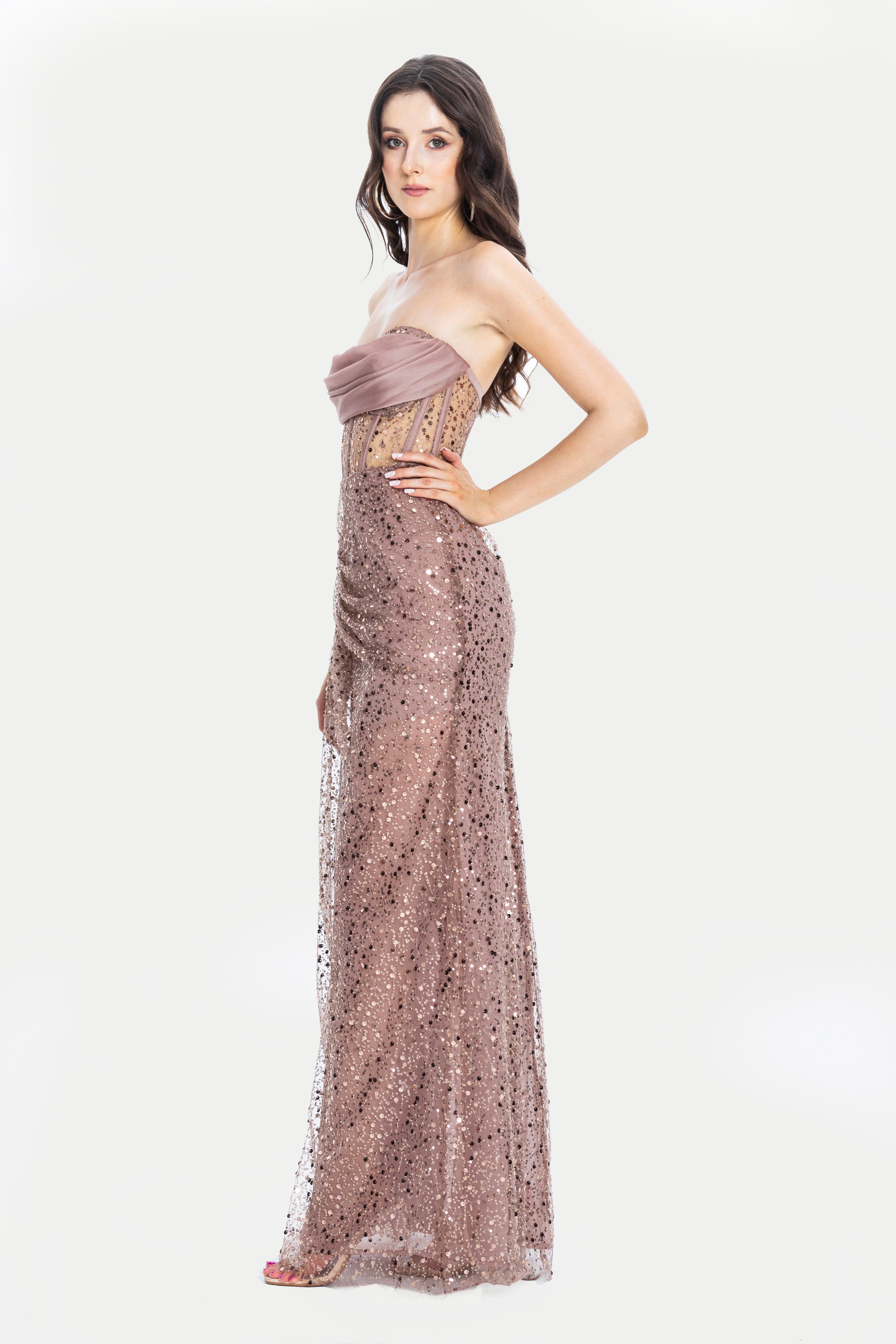 Stella Corset Evening Gown Brown 5