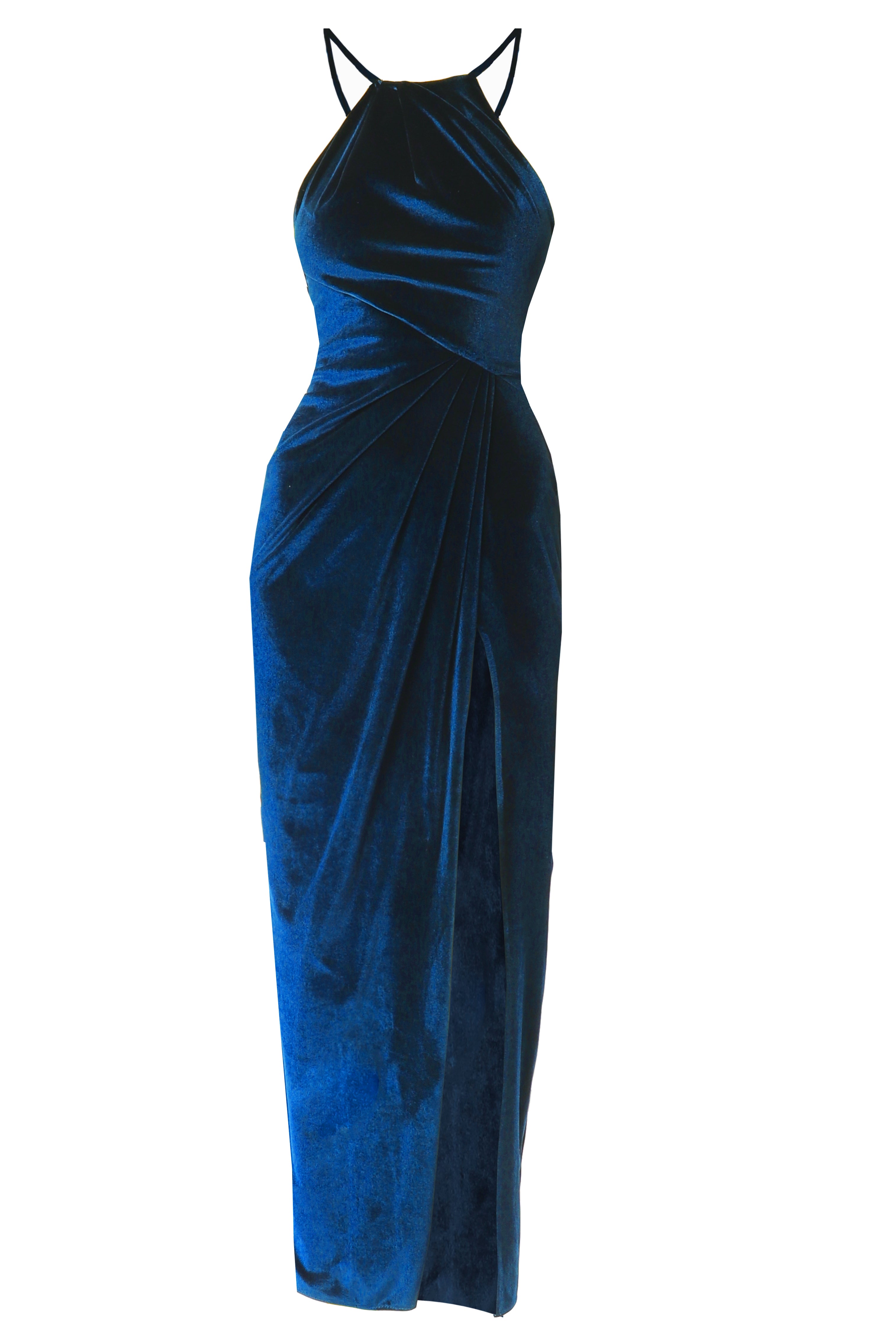 Velvet draped dress Sofia Royal Navy Blue