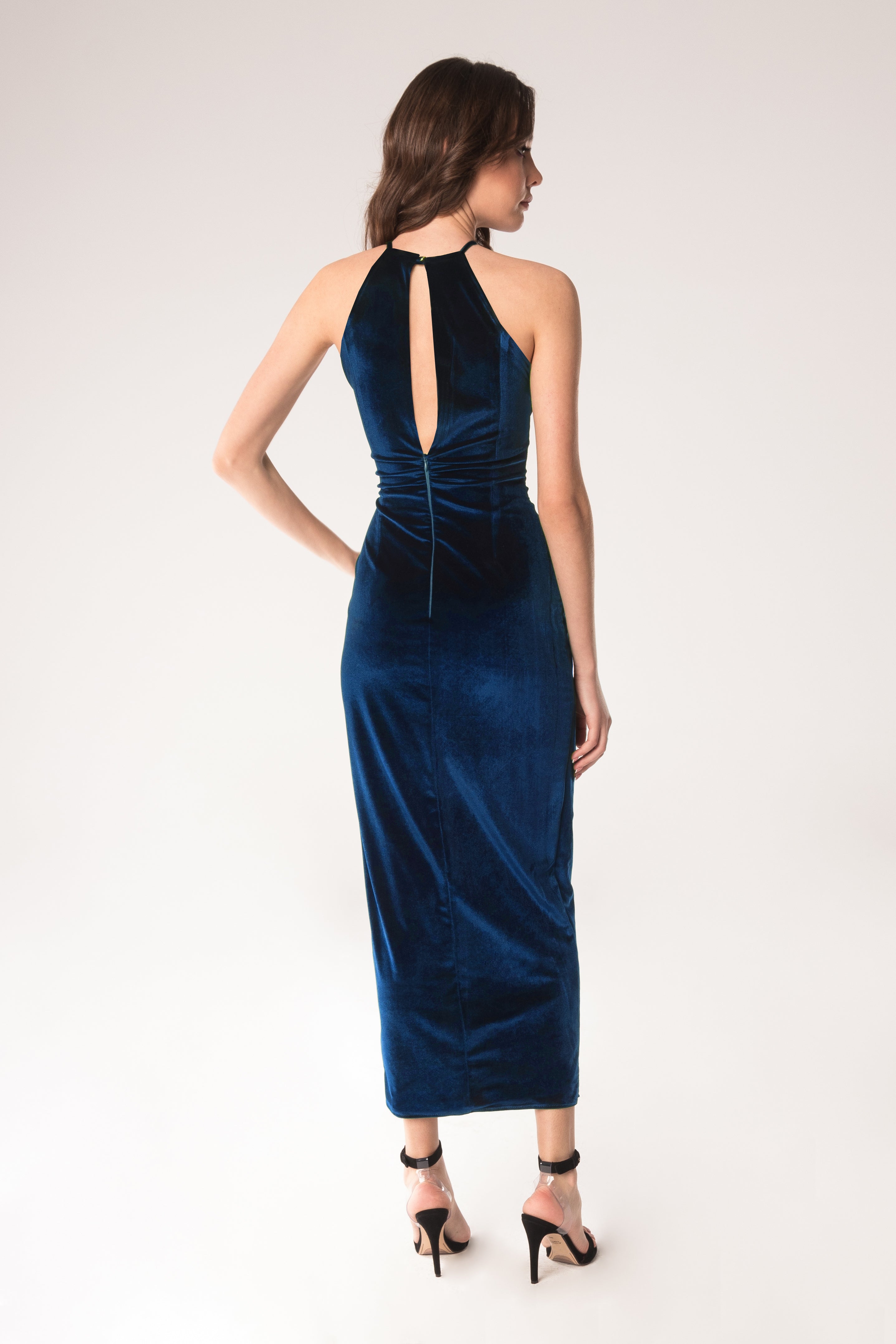 Sukienka Sofia Velvet Draped w kolorze granatowym