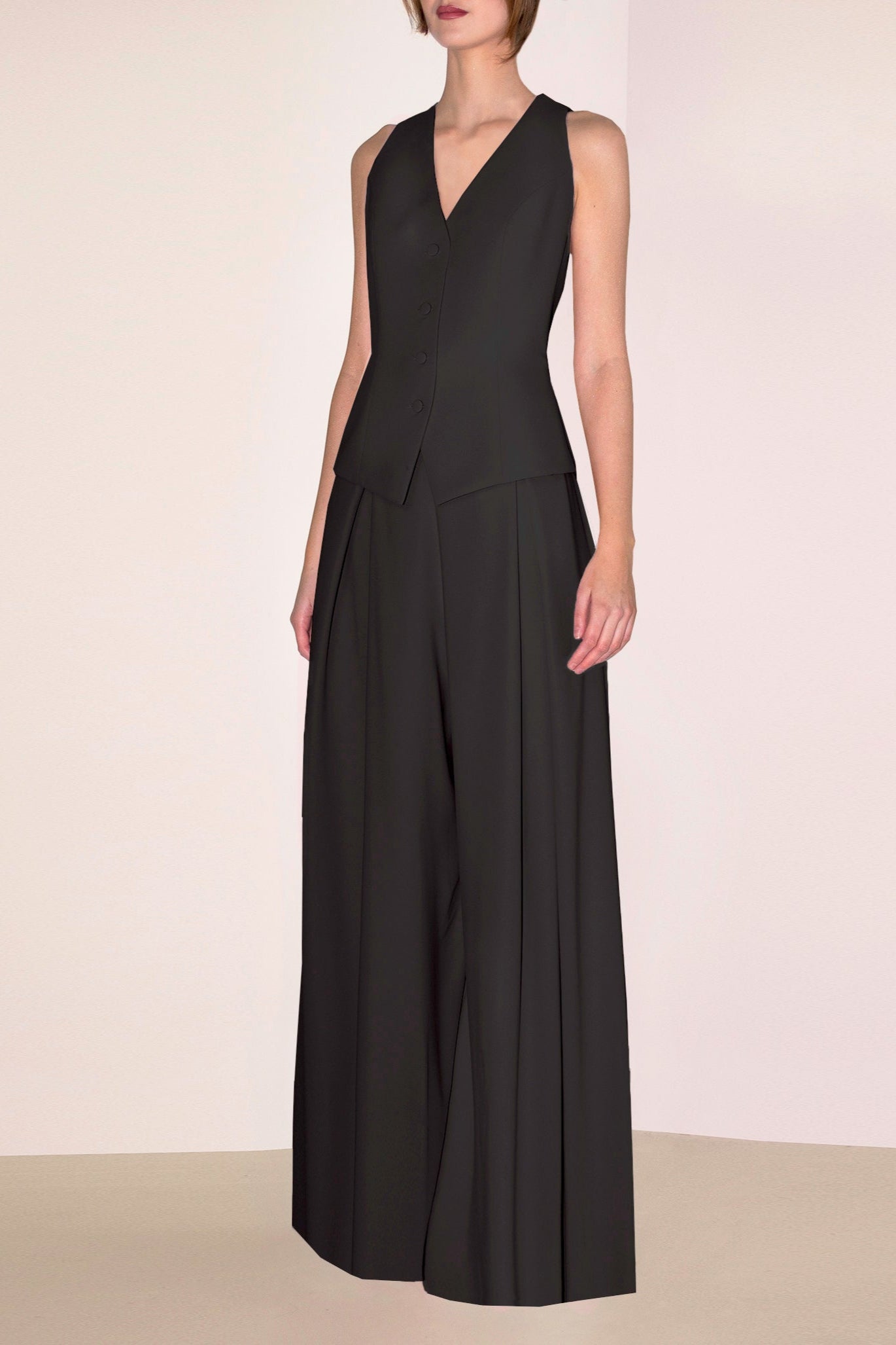 Wide-Leg Trousers Hera Black Front Angelika Jozefczyk