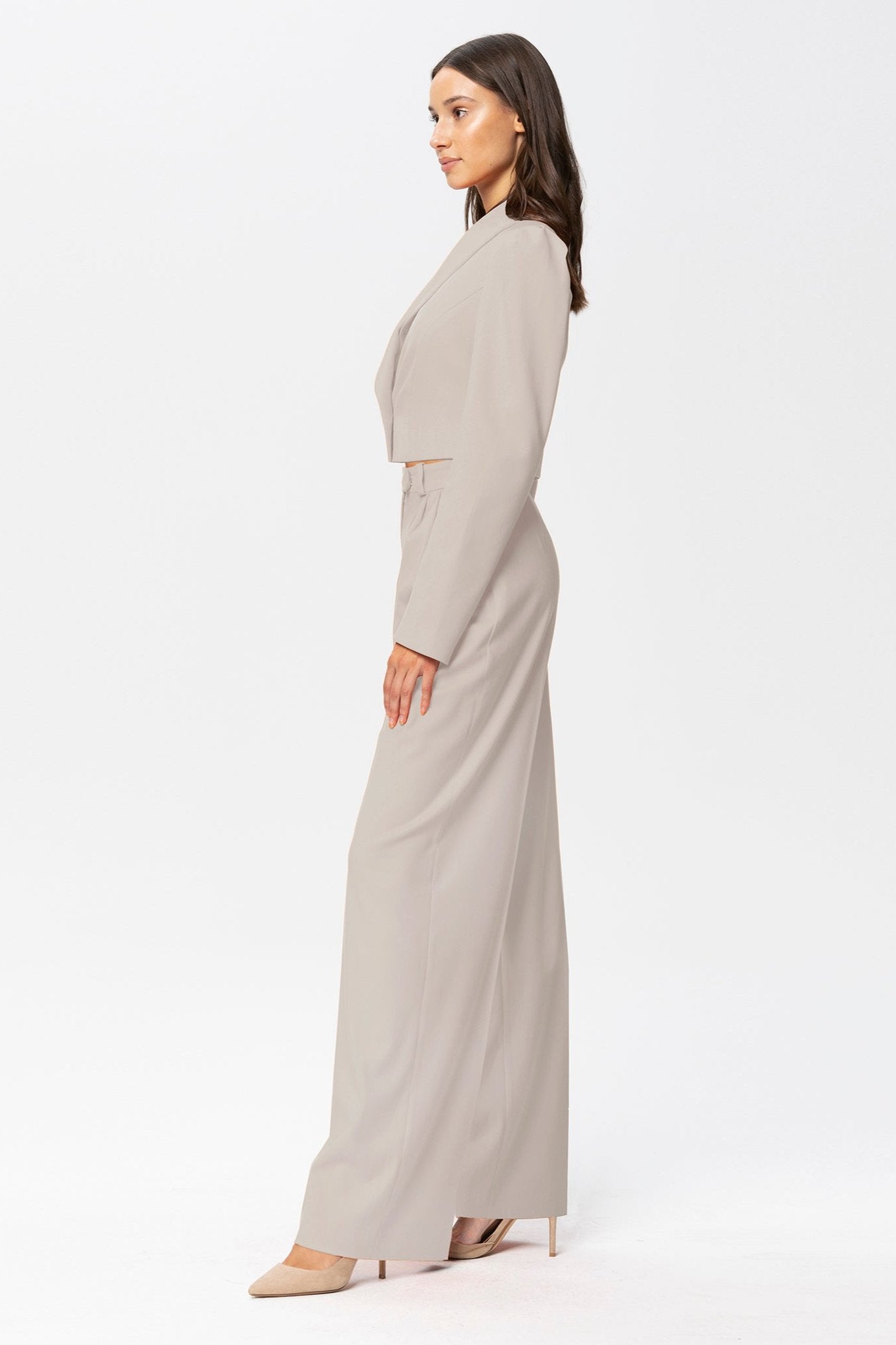 Wide High Waist Pants AngelikaJozefczyk Stone beige