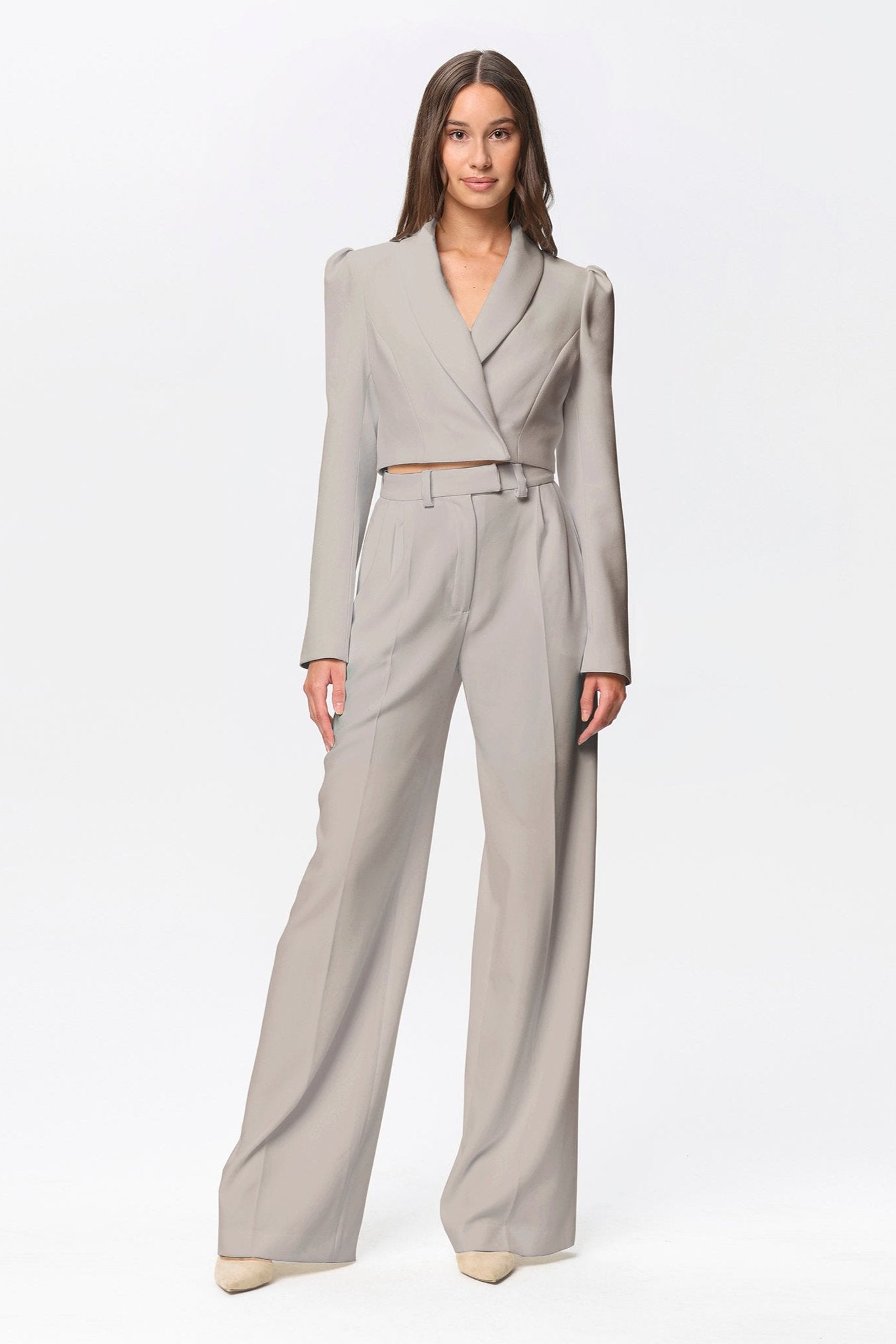 Wide High Waist Pants AngelikaJozefczyk Stone beige