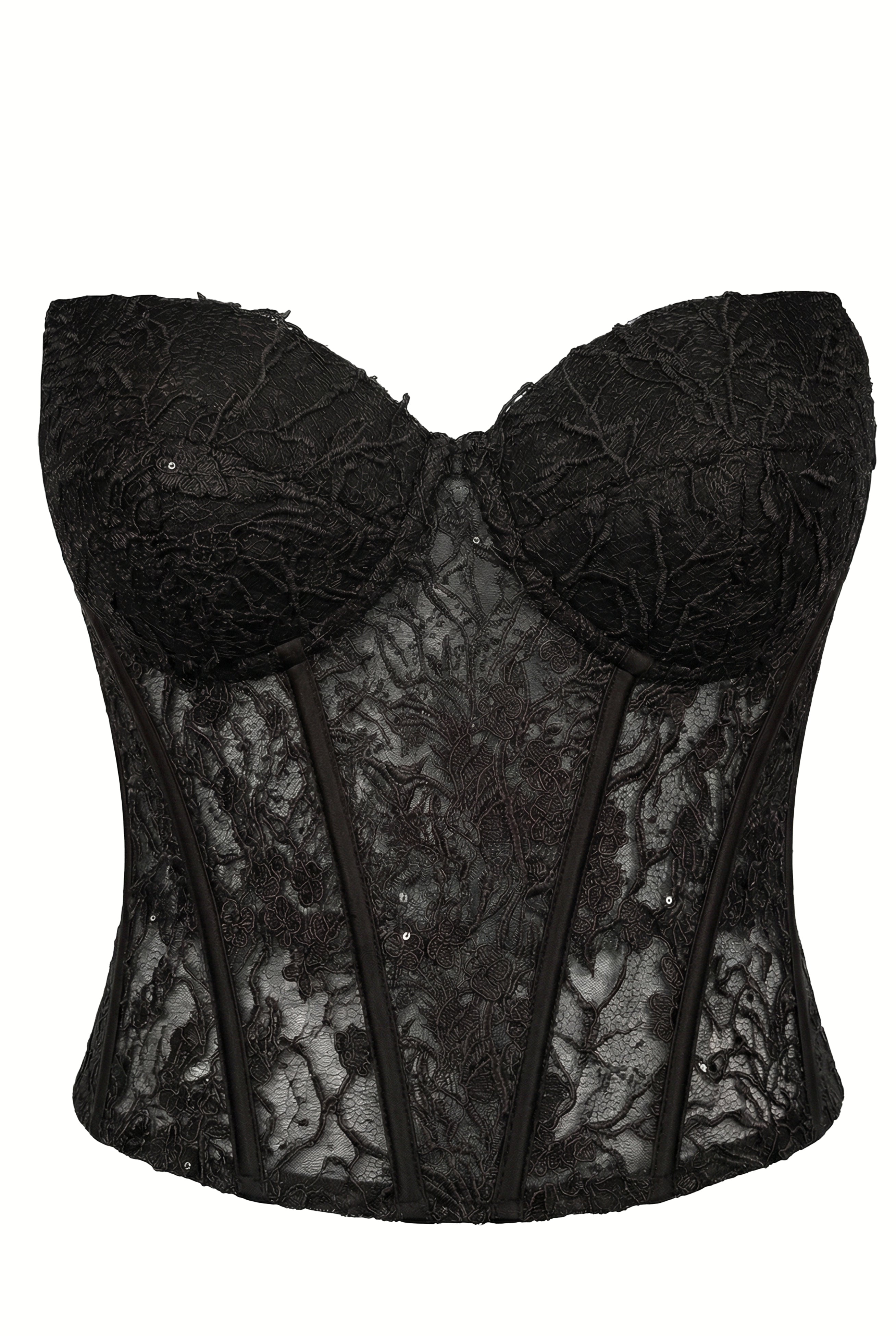 Czarny Koronkowy Gorset Orchidea